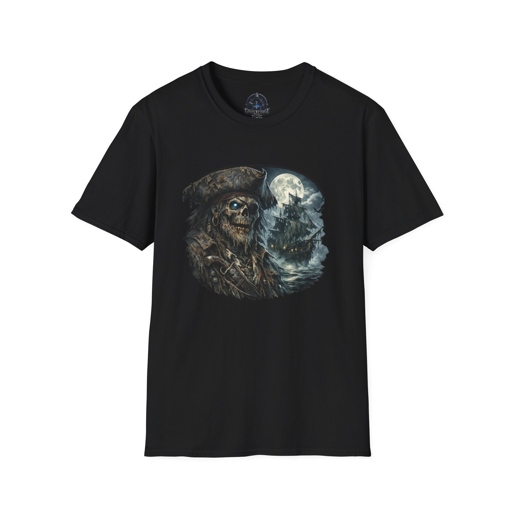 Ghost Pirate Skull T-Shirt – Haunted Moonlight Pirate Graphic Tee