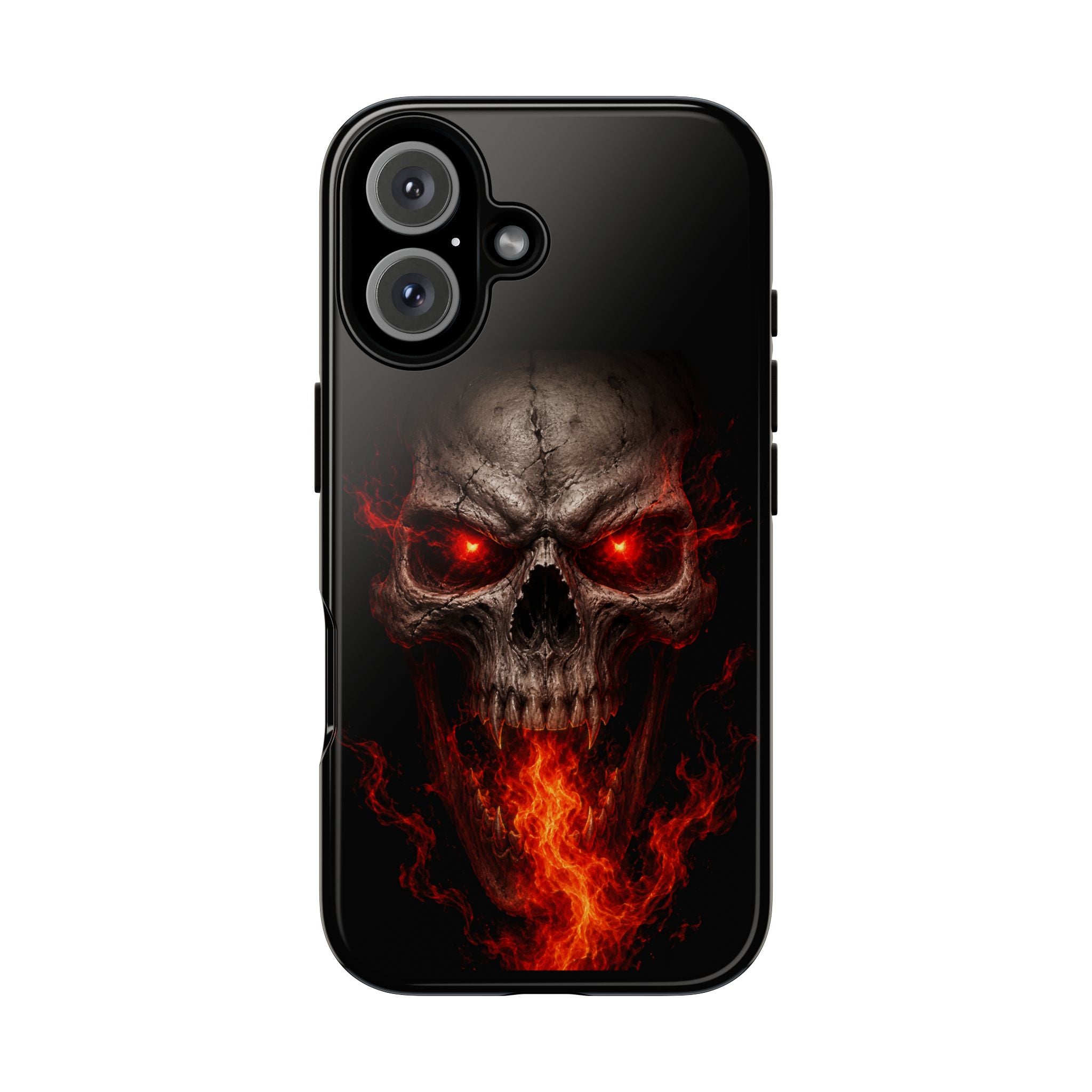 Flaming Skull Tough Case — Heavy-Duty Phone Case with Red-Eye Skull Design