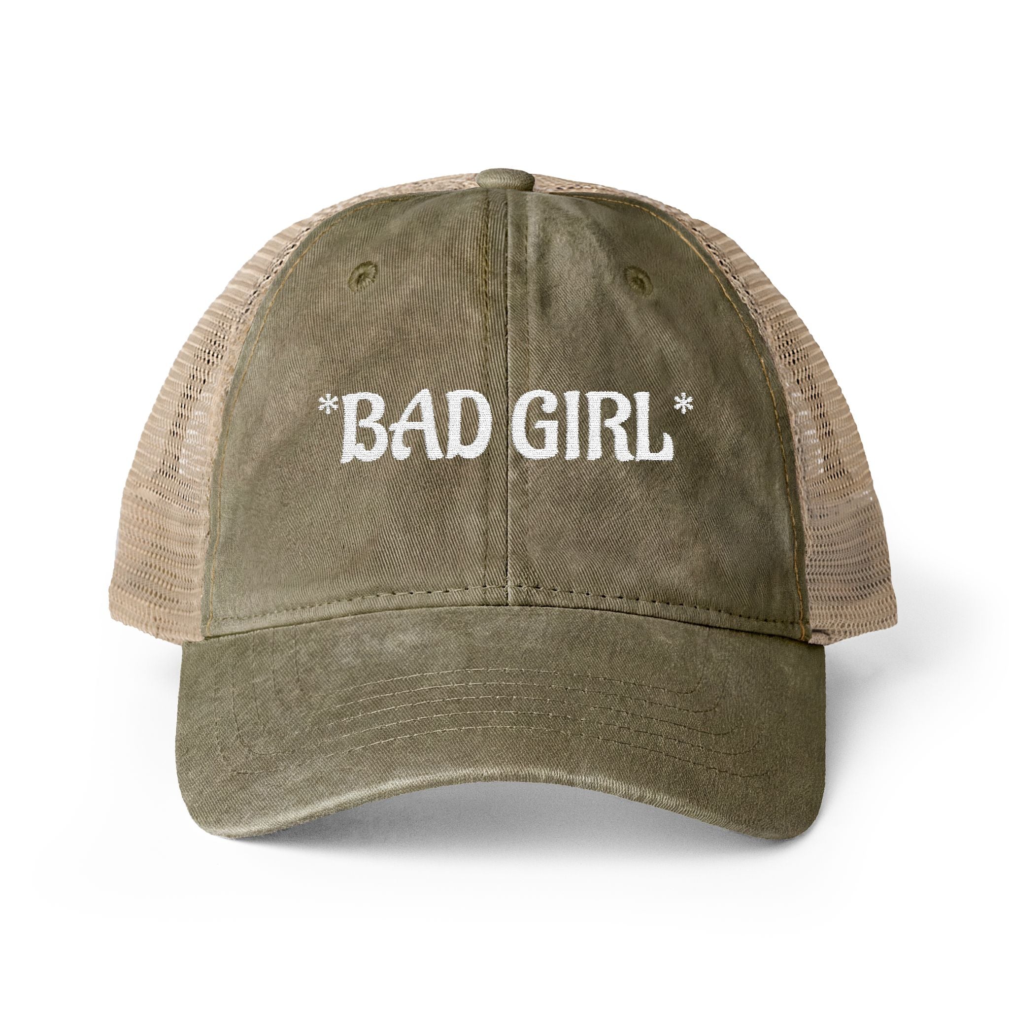 BAD GIRL - Women's Washed Mesh-Back Cap