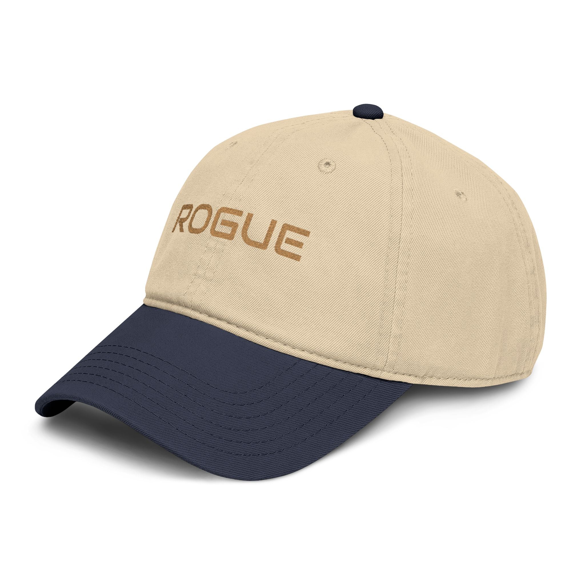 Rogue Embroidered Washed Baseball Cap — Vintage Gray Dad Hat with Gold Stitching