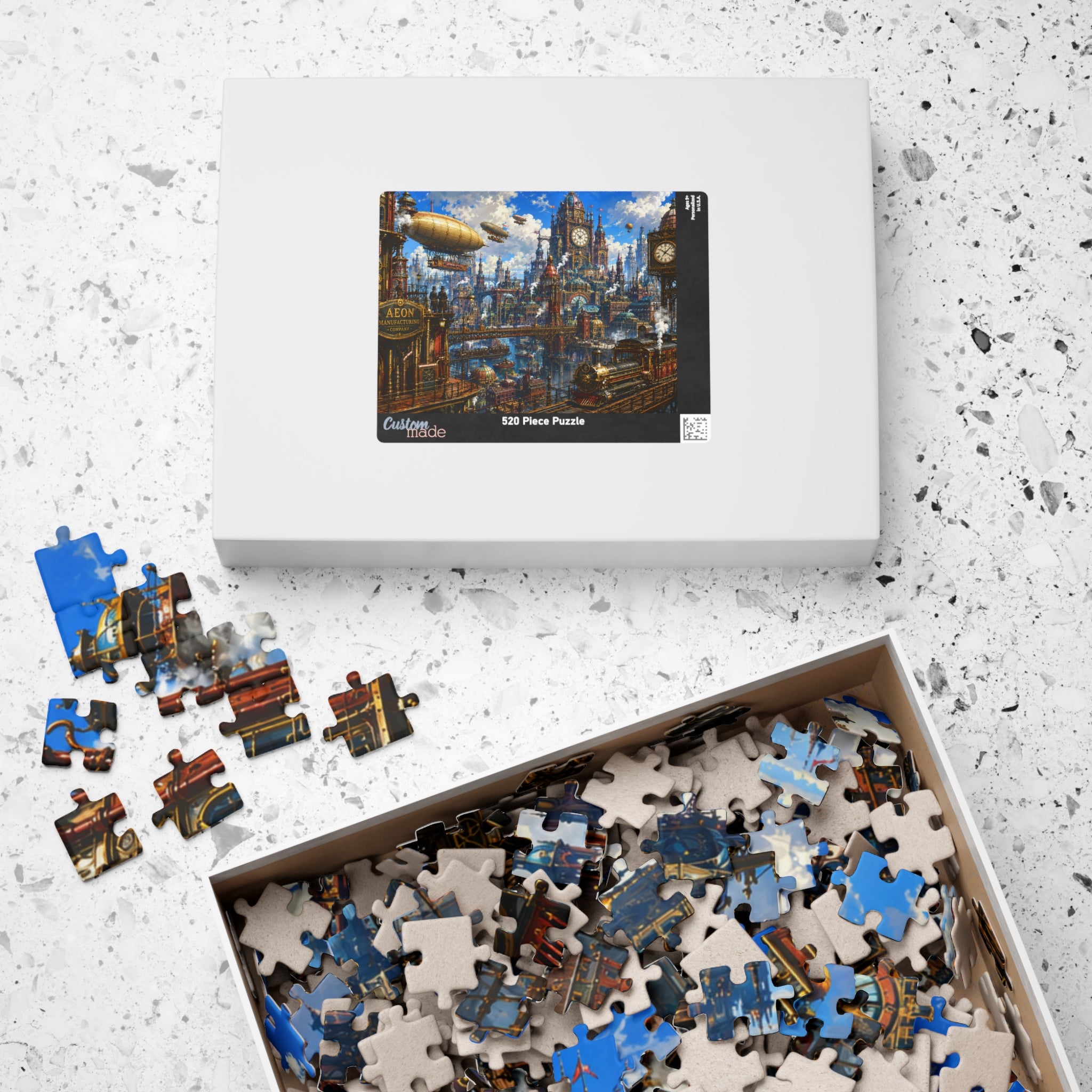Steampunk Airship City Jigsaw Puzzle — 252/520/1014-Piece Scenic Puzzle