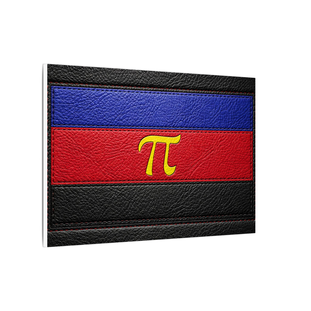 Polyamorous Symbol Leather Flag Canvas Print — Blue & Red Striped Matte Wall Art