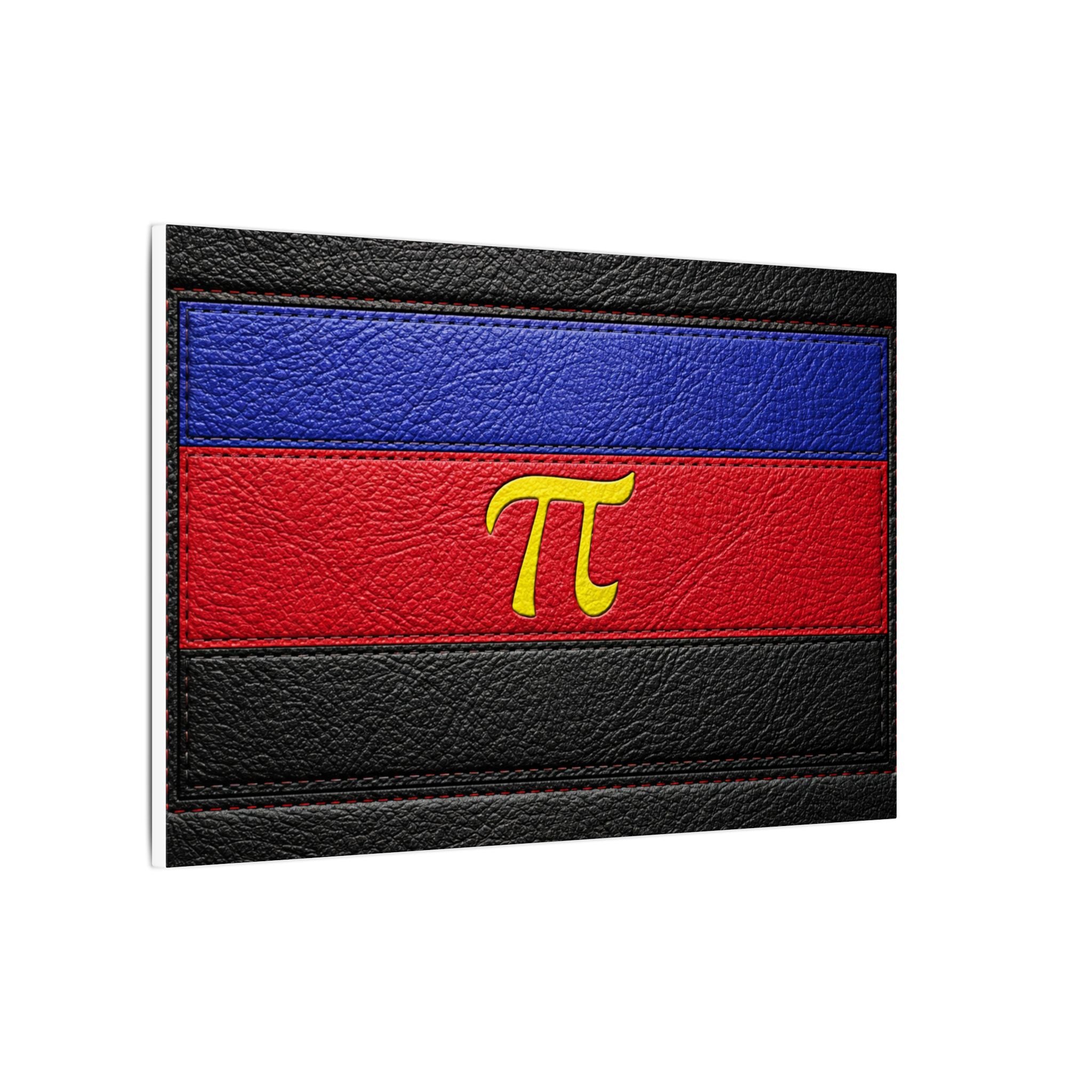 Polyamorous Symbol Leather Flag Canvas Print — Blue & Red Striped Matte Wall Art