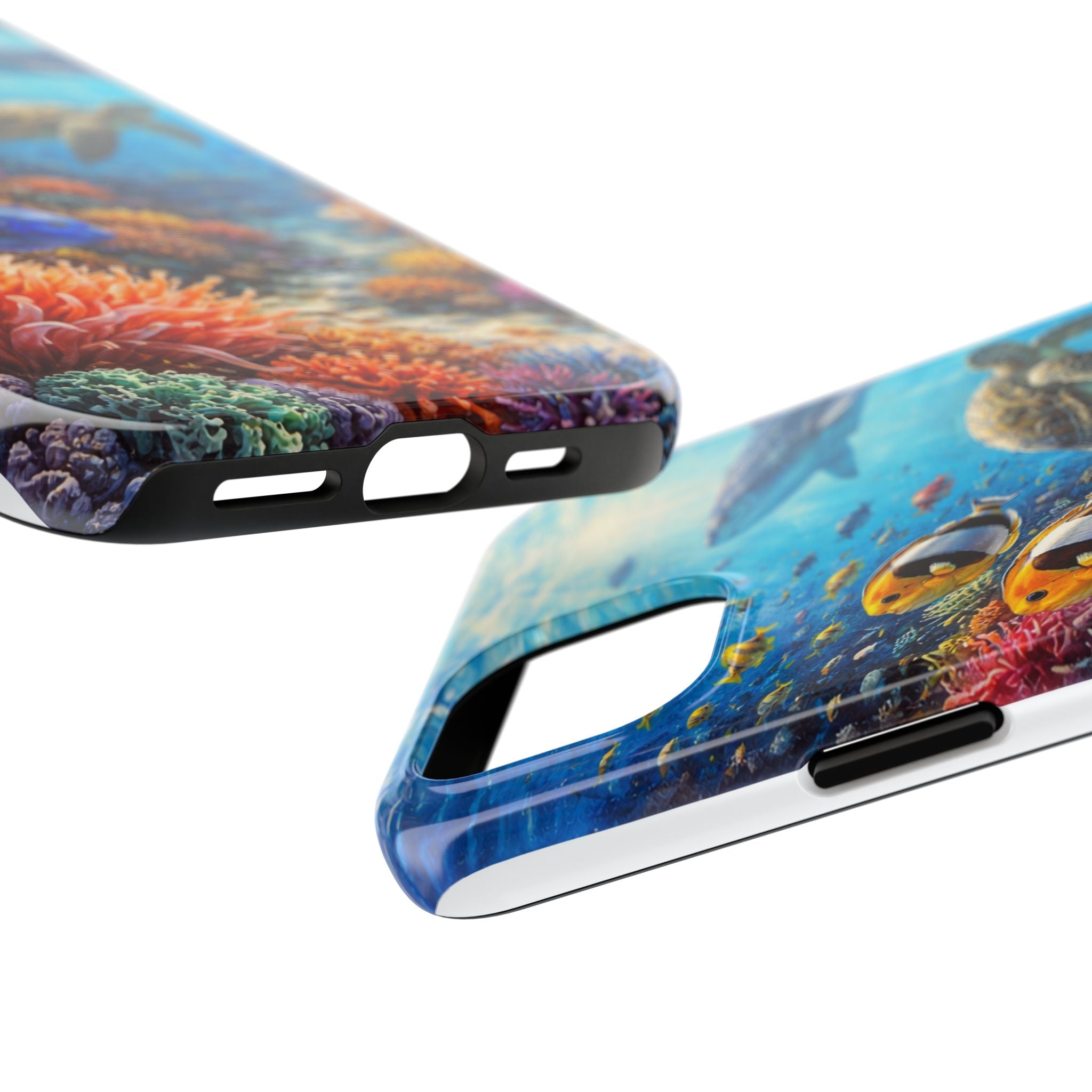 Ocean Reef Tough Phone Case — Colorful Sea Turtle & Tropical Fish Design