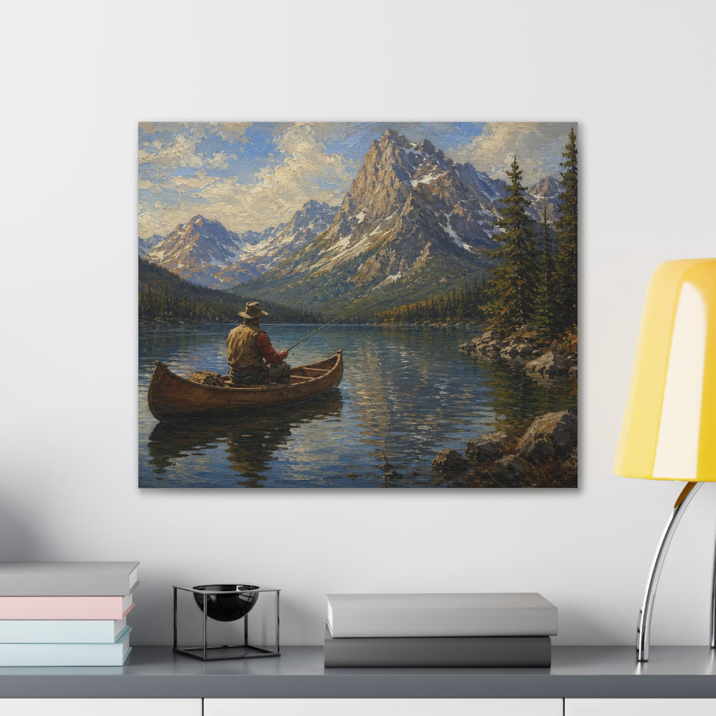 Mountain Lake Canoe Canvas Print