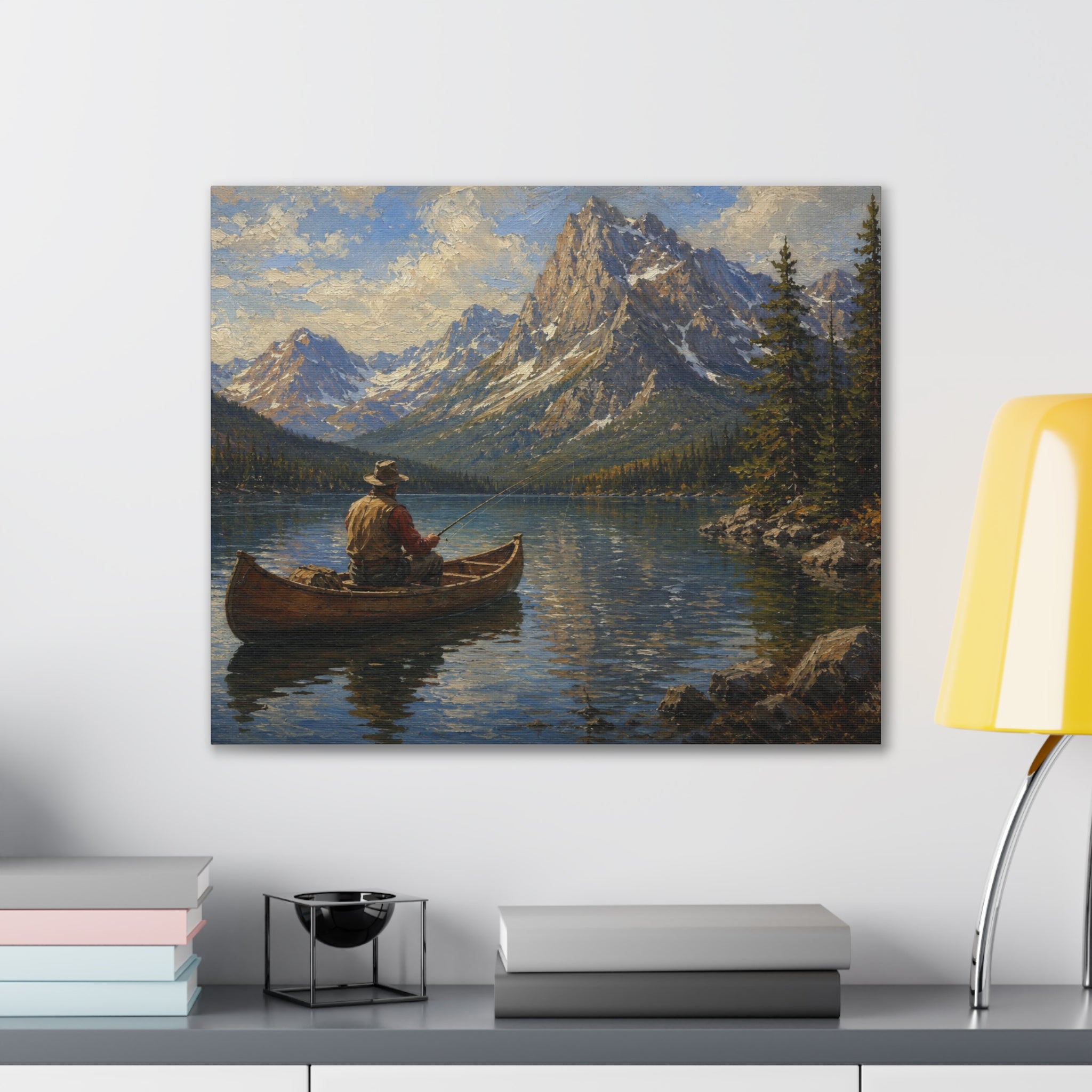 Mountain Lake Canoe Canvas Print