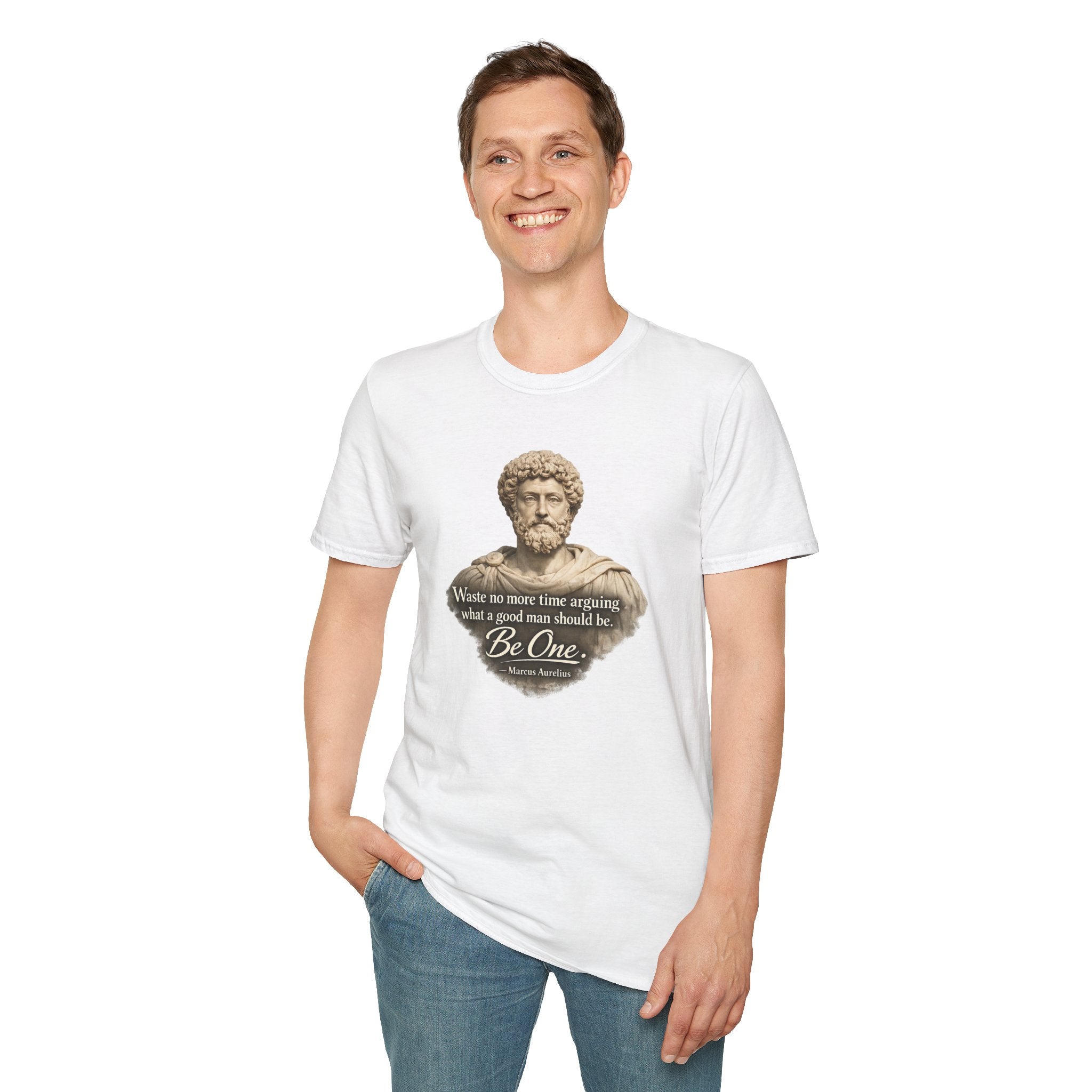 Marcus Aurelius Bust T-Shirt – “Waste No More Time...” Stoic Quote Tee