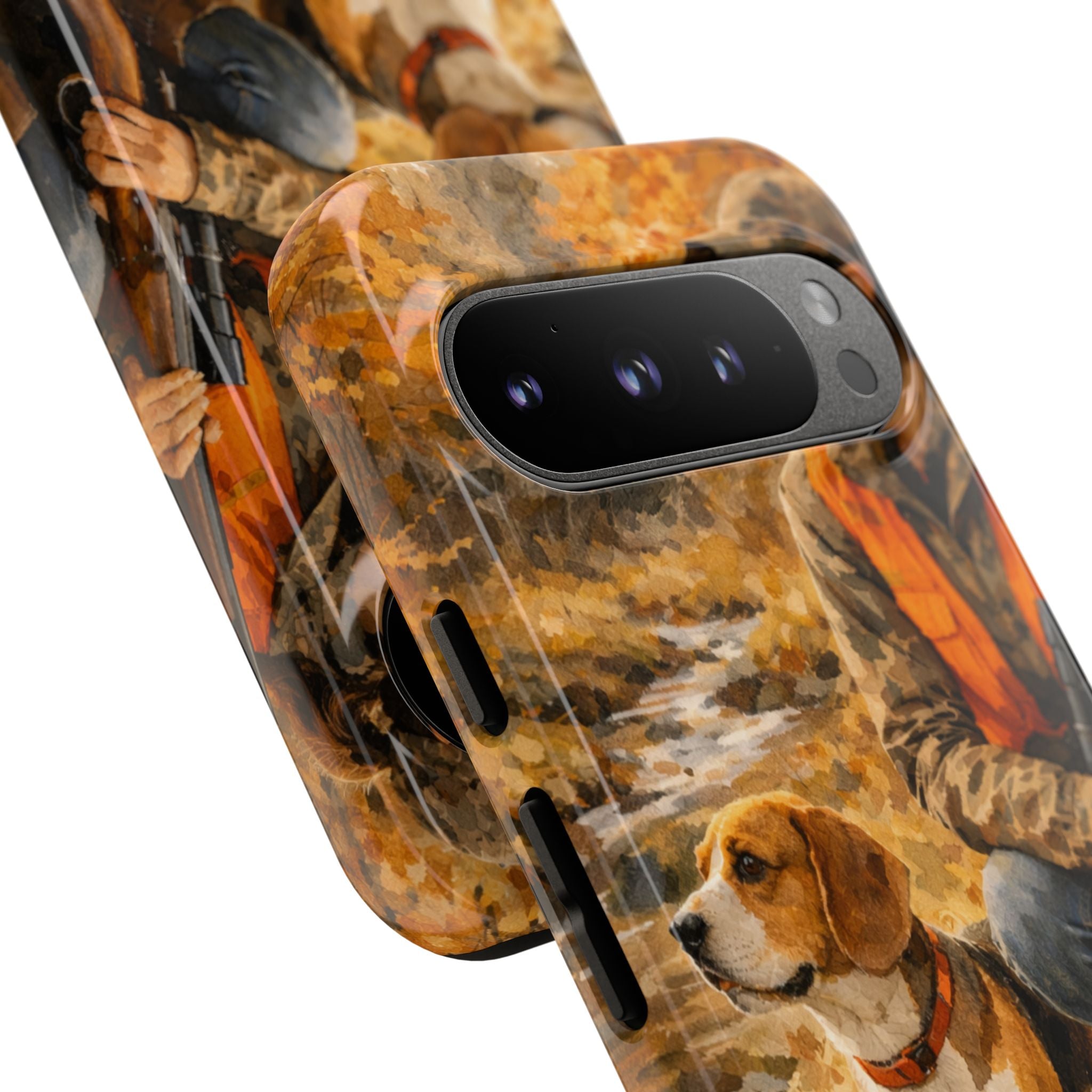 Hunter and Beagle Phone Case — Hunting Dog Autumn Camouflage iPhone Cover