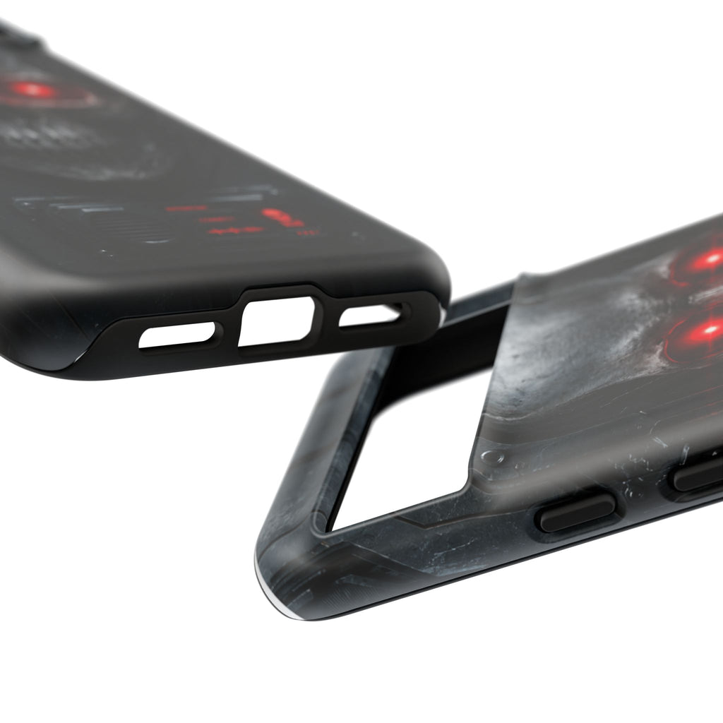 Skull Sentinel Phone Case — Red-Eyed Tactical Skull Protective Case