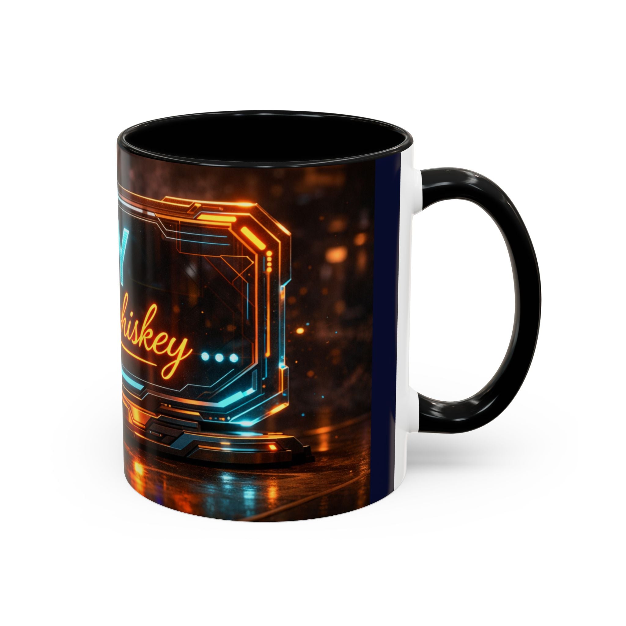 Coffee Mug — Neon Sign “May Contain Whiskey” Accent Mug (11/15 oz)