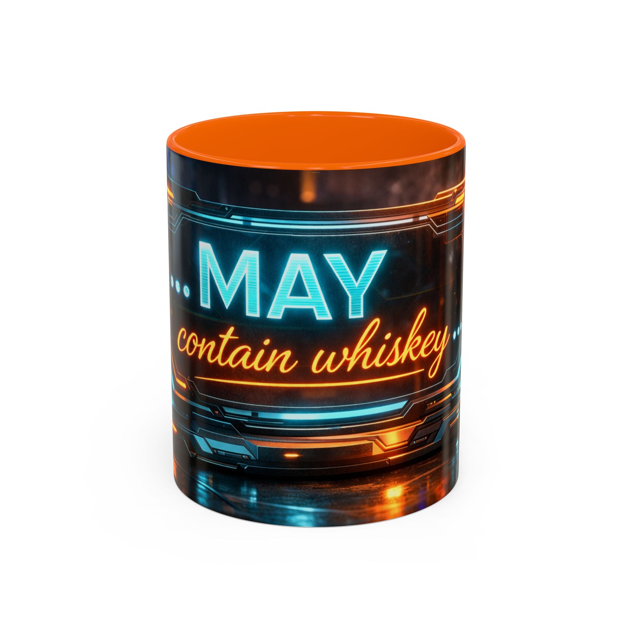 Coffee Mug — Neon Sign “May Contain Whiskey” Accent Mug (11/15 oz)
