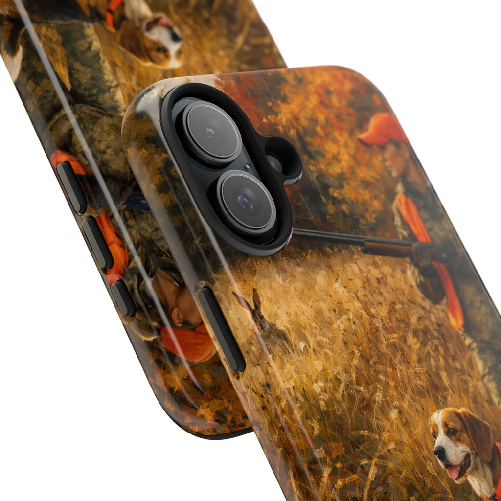 Hunting Scene Tough Phone Case — Hunter & Beagle Autumn Field Protective Cover