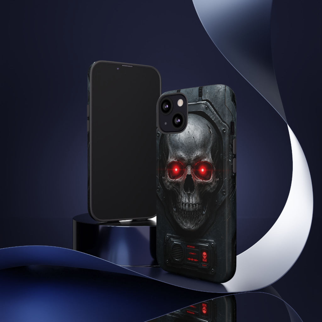 Skull Sentinel Phone Case — Red-Eyed Tactical Skull Protective Case