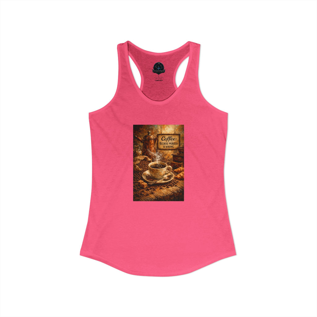 Women's Ideal Racerback Tank - "Coffee B/c Murder is wrong"