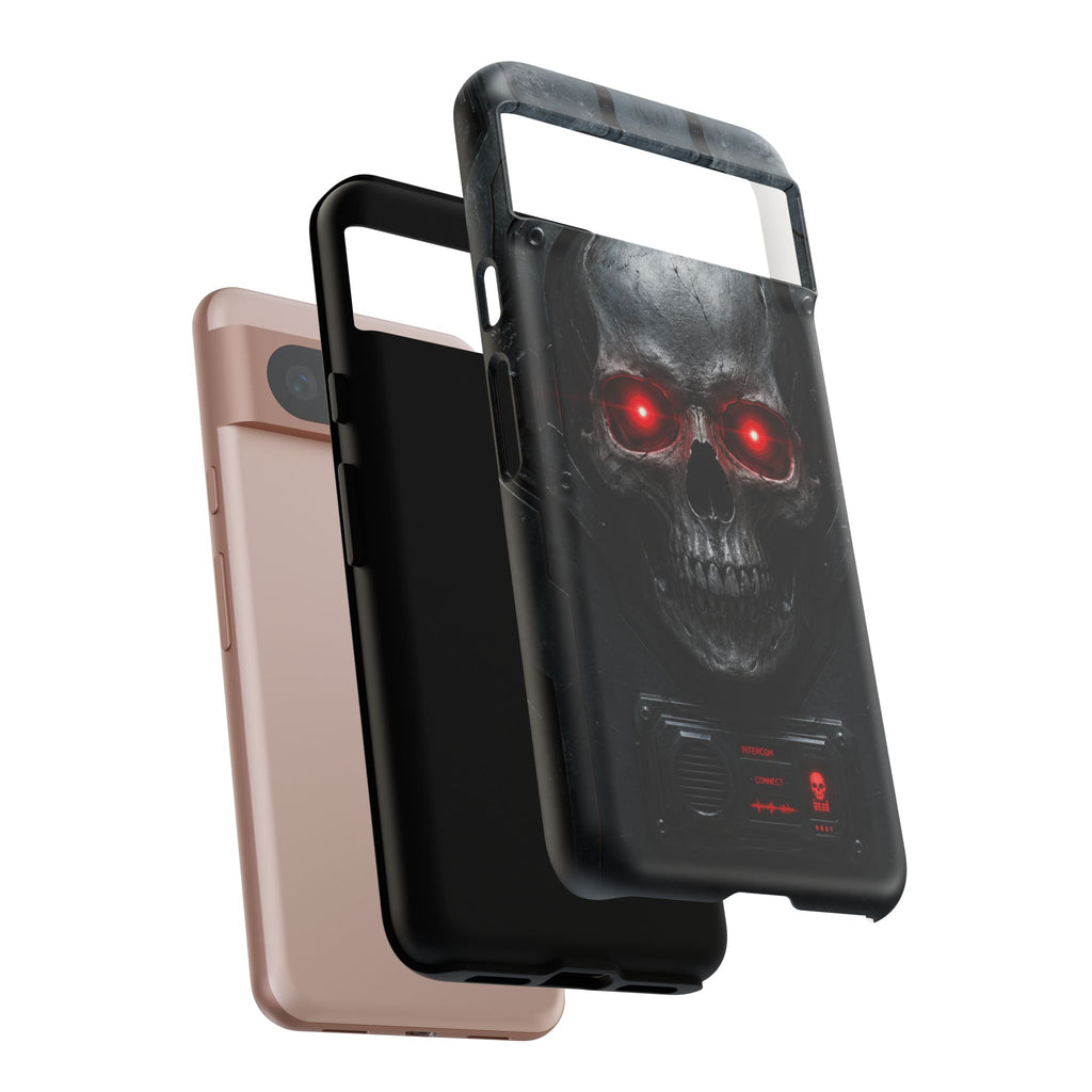 Skull Sentinel Phone Case — Red-Eyed Tactical Skull Protective Case