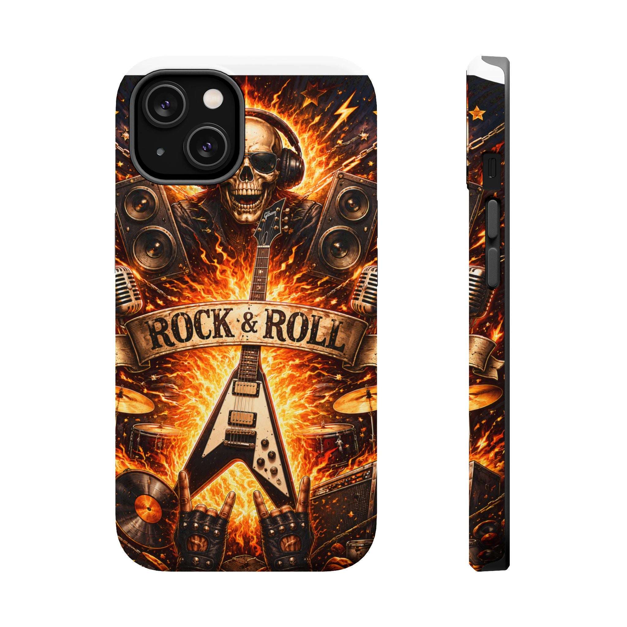 Rock & Roll Skull Guitar Phone Case — Magnetic Impact-Resistant