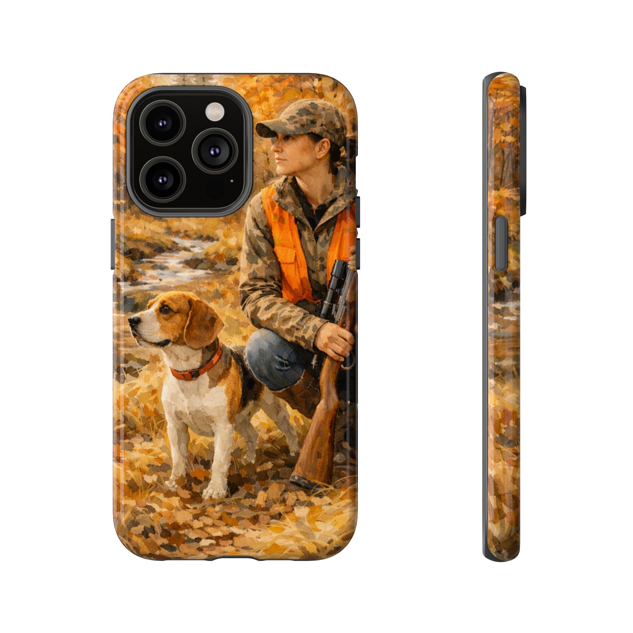 Hunter and Beagle Phone Case — Hunting Dog Autumn Camouflage iPhone Cover