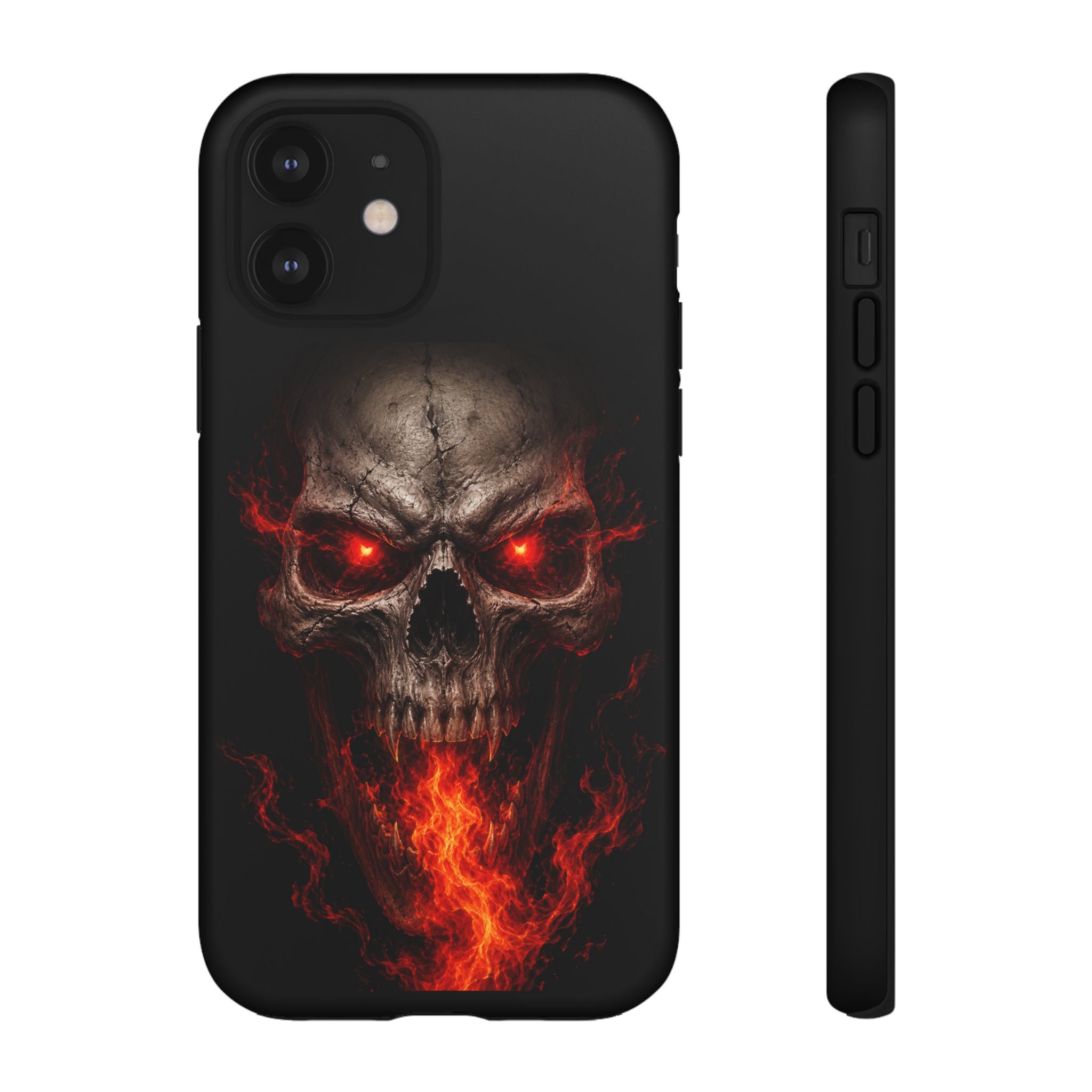 Flaming Skull Tough Case — Heavy-Duty Phone Case with Red-Eye Skull Design
