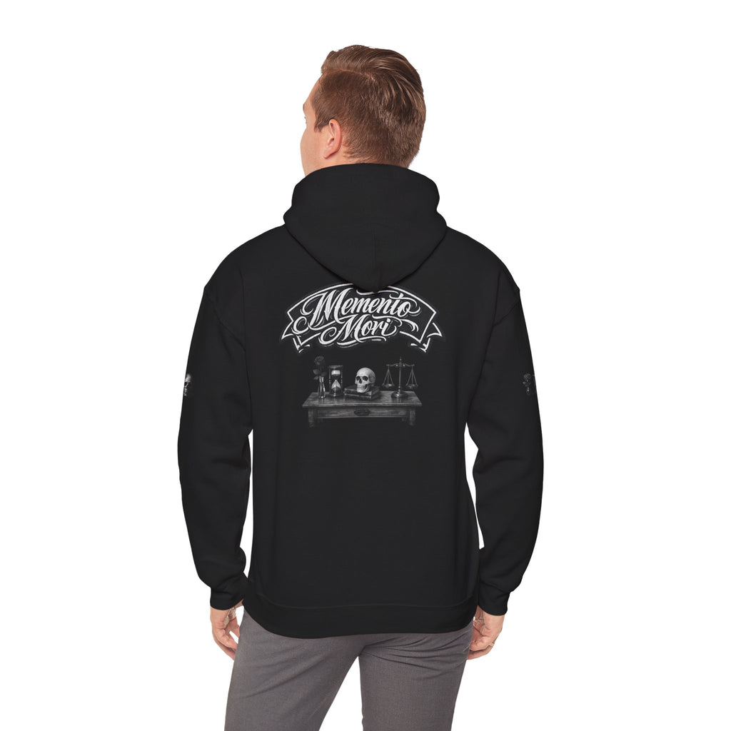 Premium Hoodie — 'Memento Mori' Skull & Scales Graphic Hoodie