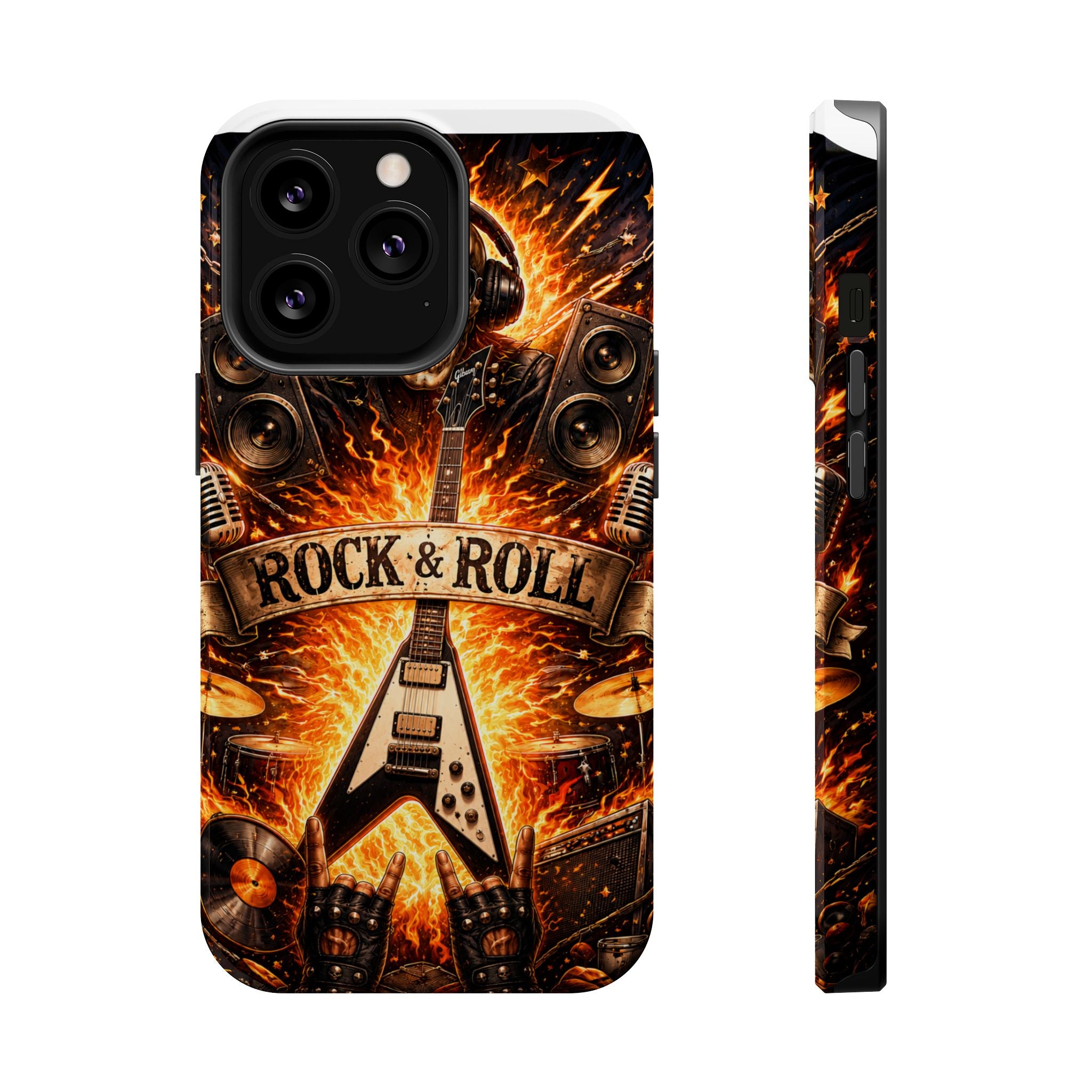 Rock & Roll Skull Guitar Phone Case — Magnetic Impact-Resistant