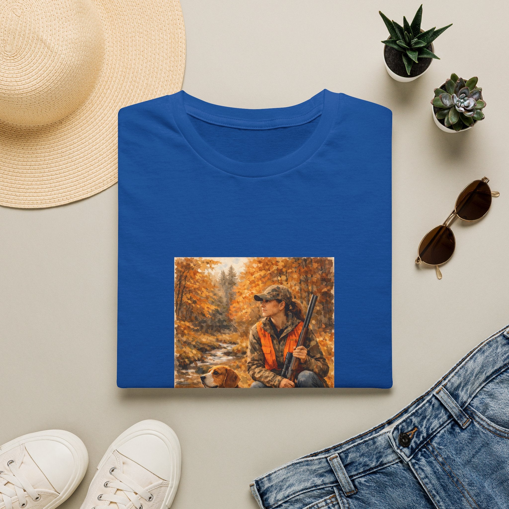 Hunting With Dog Tee — Autumn Camouflage Retriever Forest Shirt