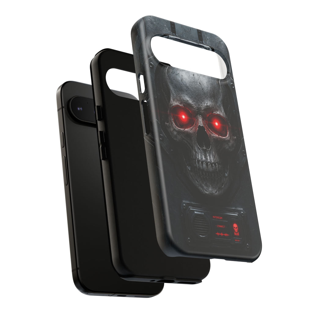 Skull Sentinel Phone Case — Red-Eyed Tactical Skull Protective Case
