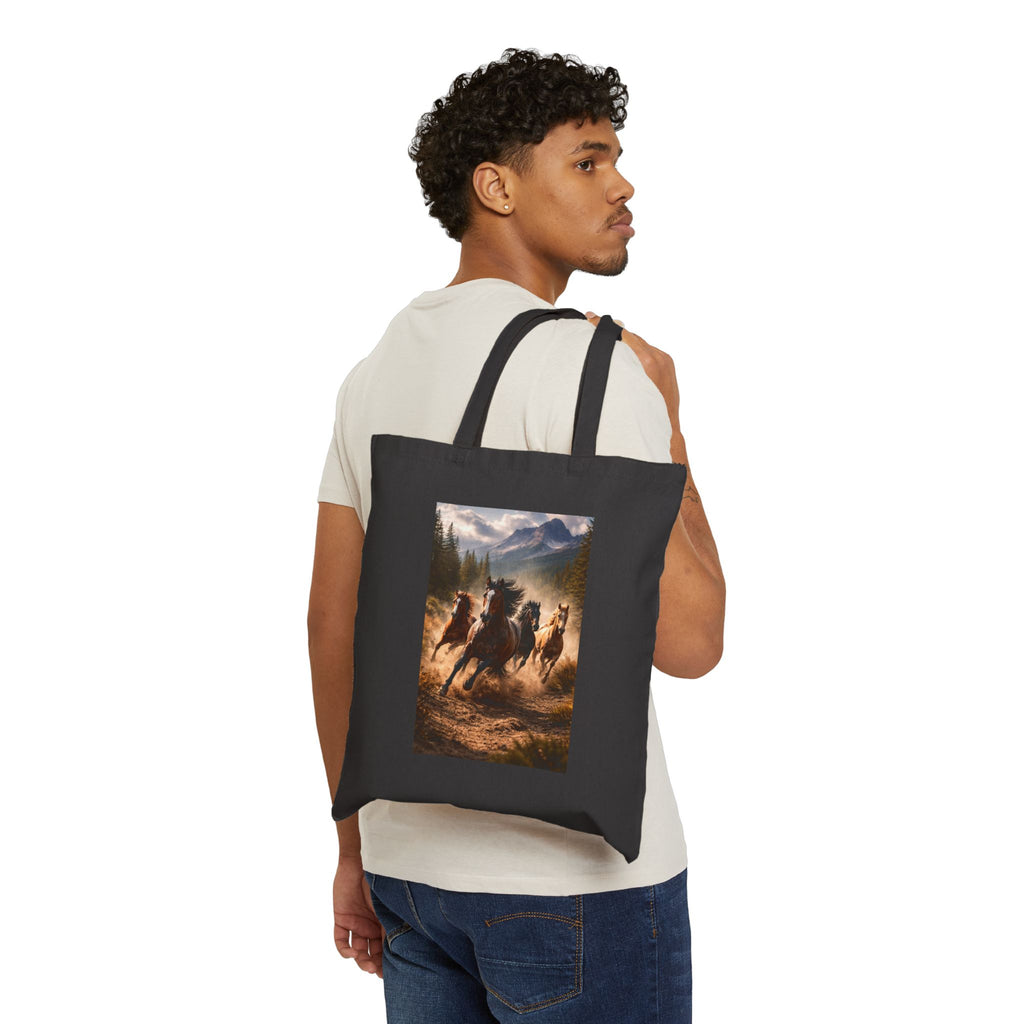Canvas Tote — Galloping Wild Horses Scenic Print