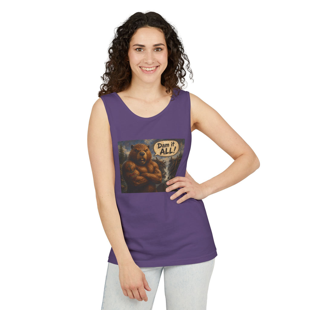 Big Beaver Graphic Tank Top — 'Dam It, All!' Vintage Wilderness Humor