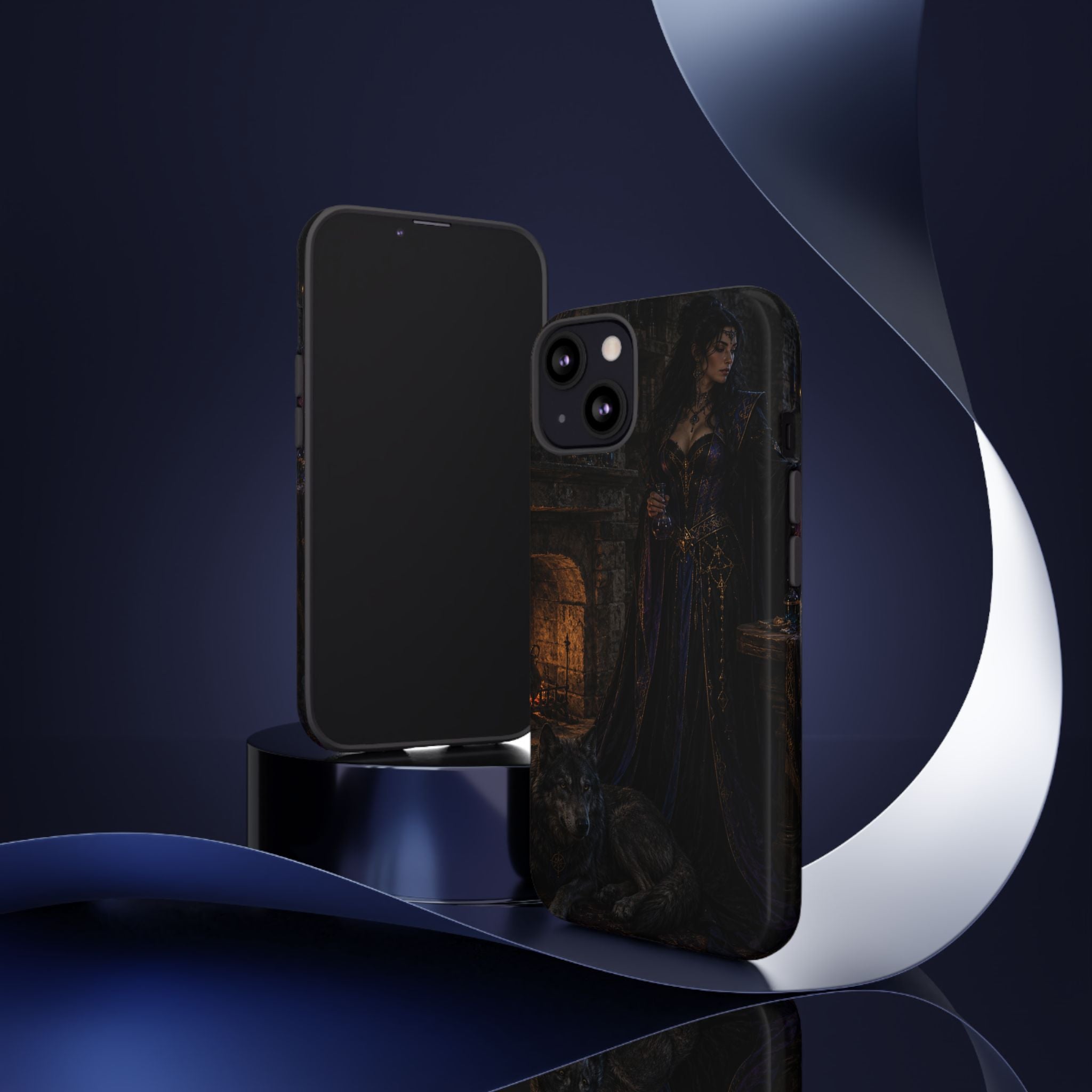 Gothic Witch Phone Case — Dark Fantasy Wolf & Fireplace Tough Case