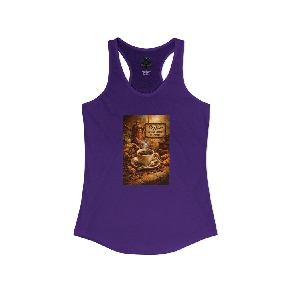 Women's Ideal Racerback Tank - "Coffee B/c Murder is wrong"