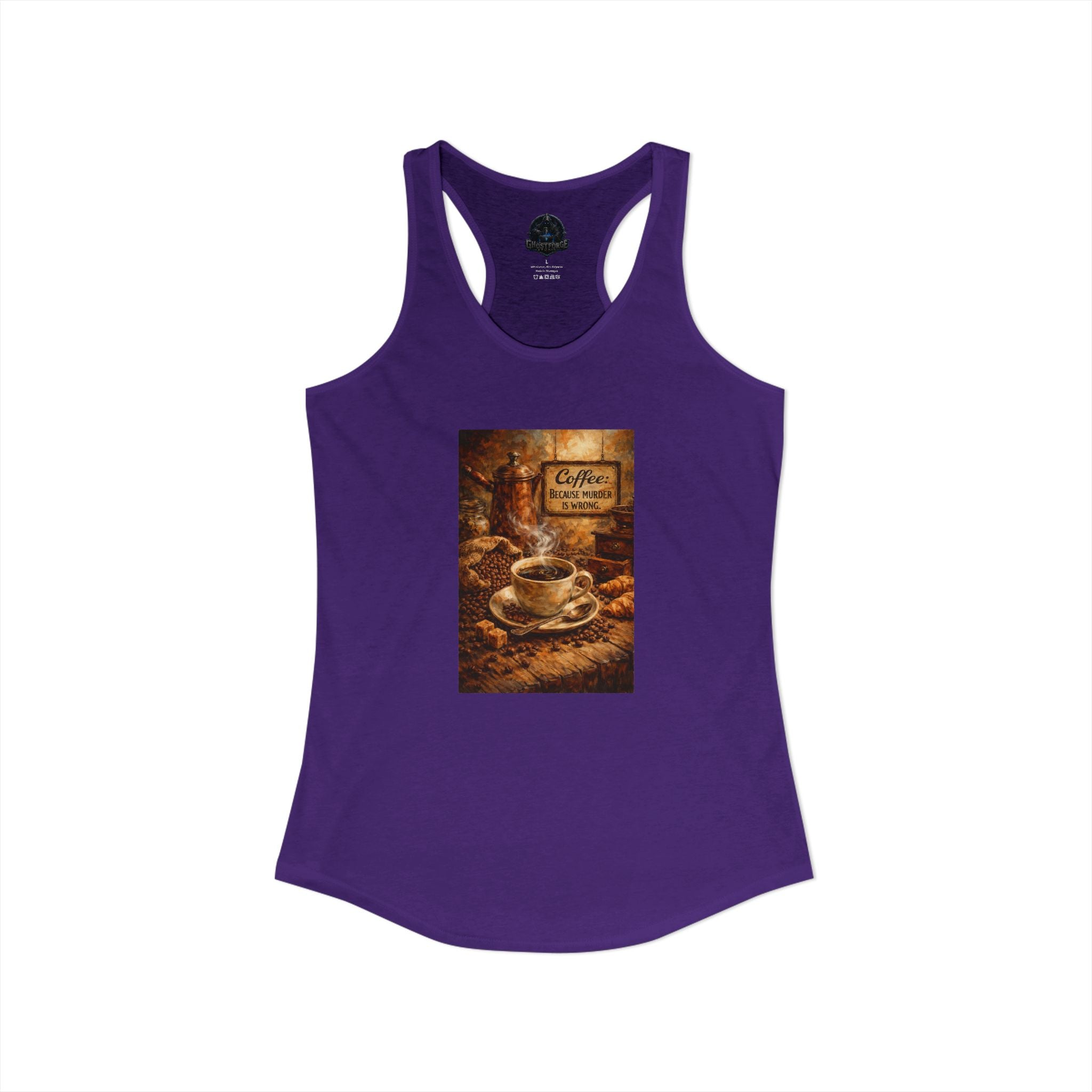 Women's Ideal Racerback Tank - "Coffee B/c Murder is wrong"