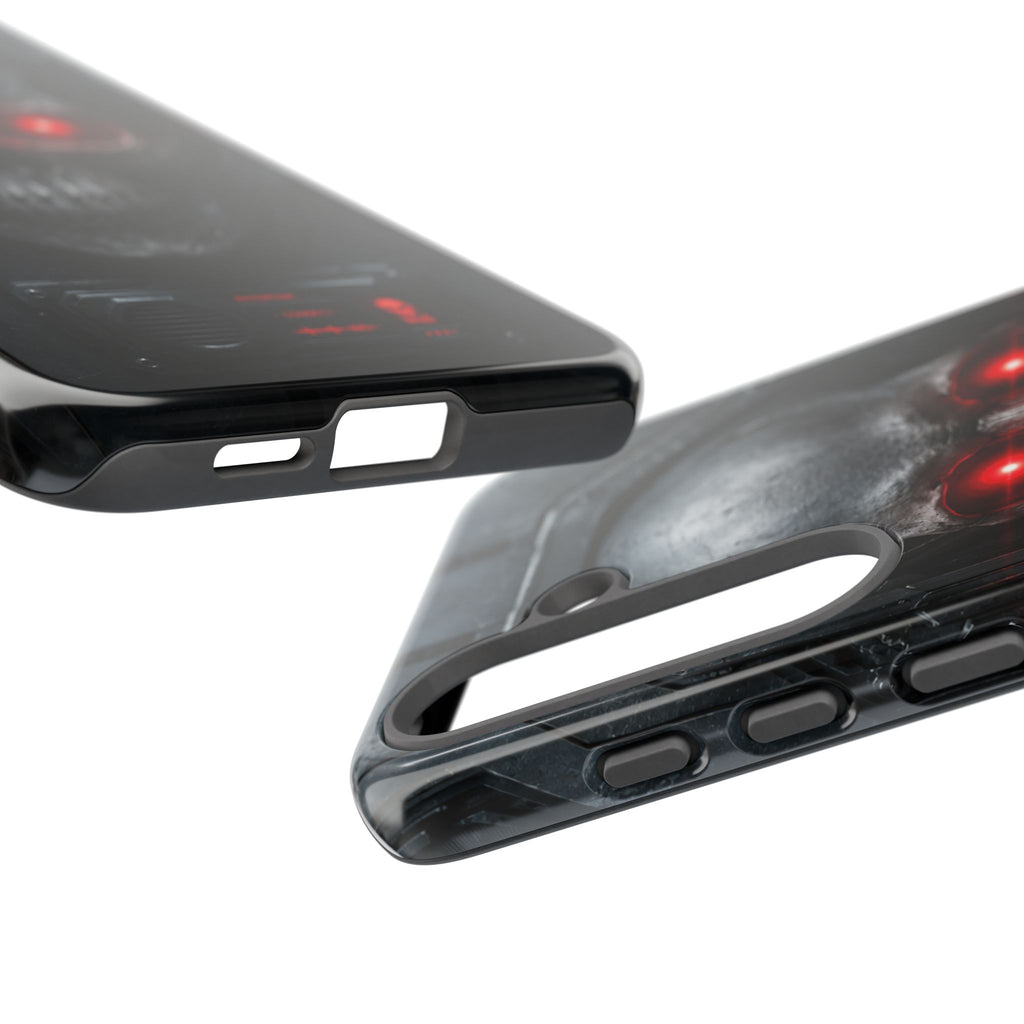 Skull Sentinel Phone Case — Red-Eyed Tactical Skull Protective Case