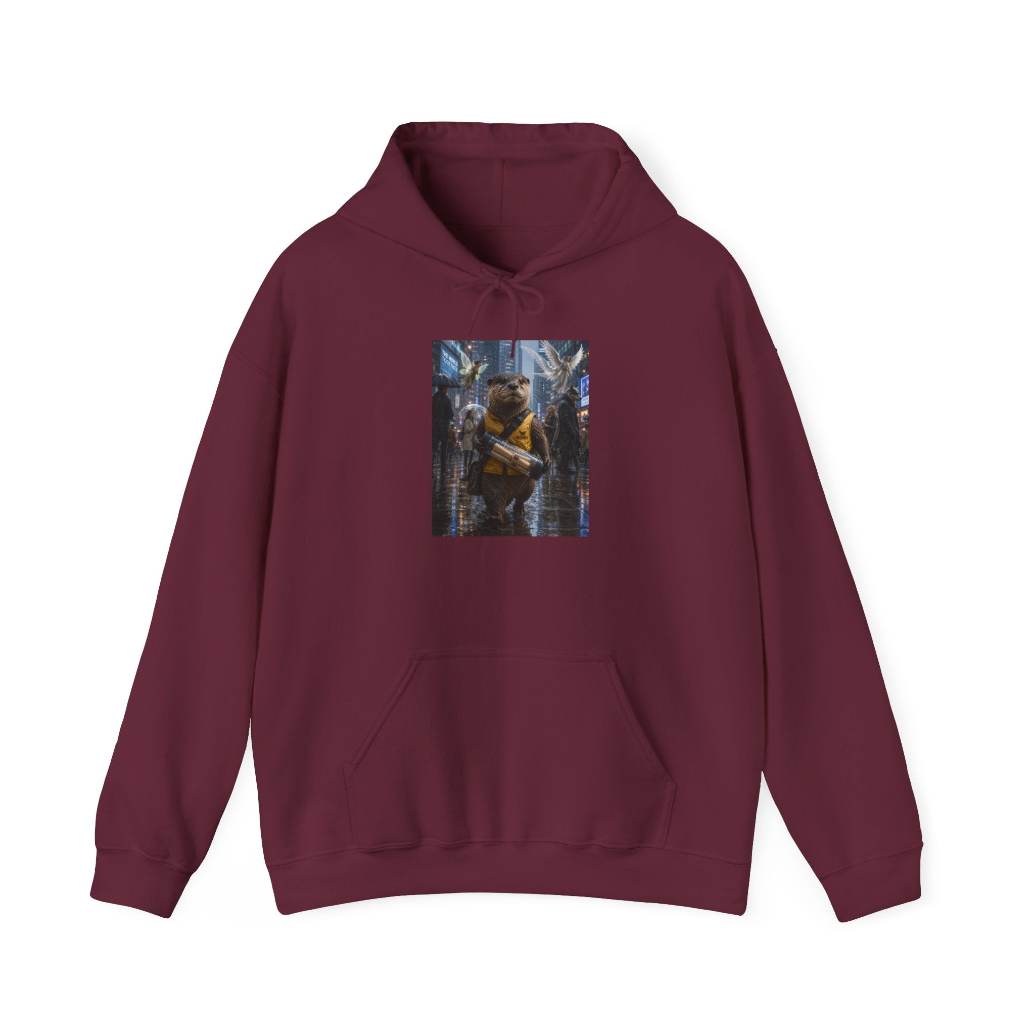 Messenger Otter Hoodie — Urban Wildlife Graphic Sweatshirt