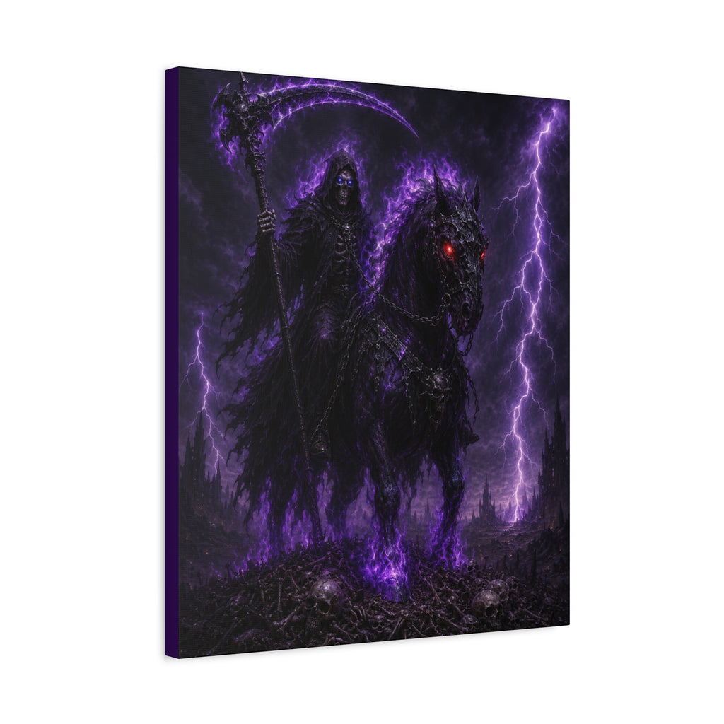 Dark Reaper on Shadow Steed Matte Canvas Print — Gothic Wall Art