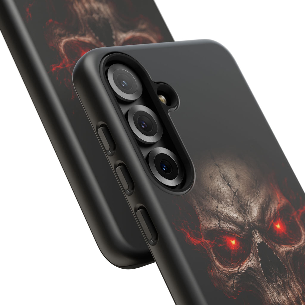 Flaming Skull Tough Case — Heavy-Duty Phone Case with Red-Eye Skull Design