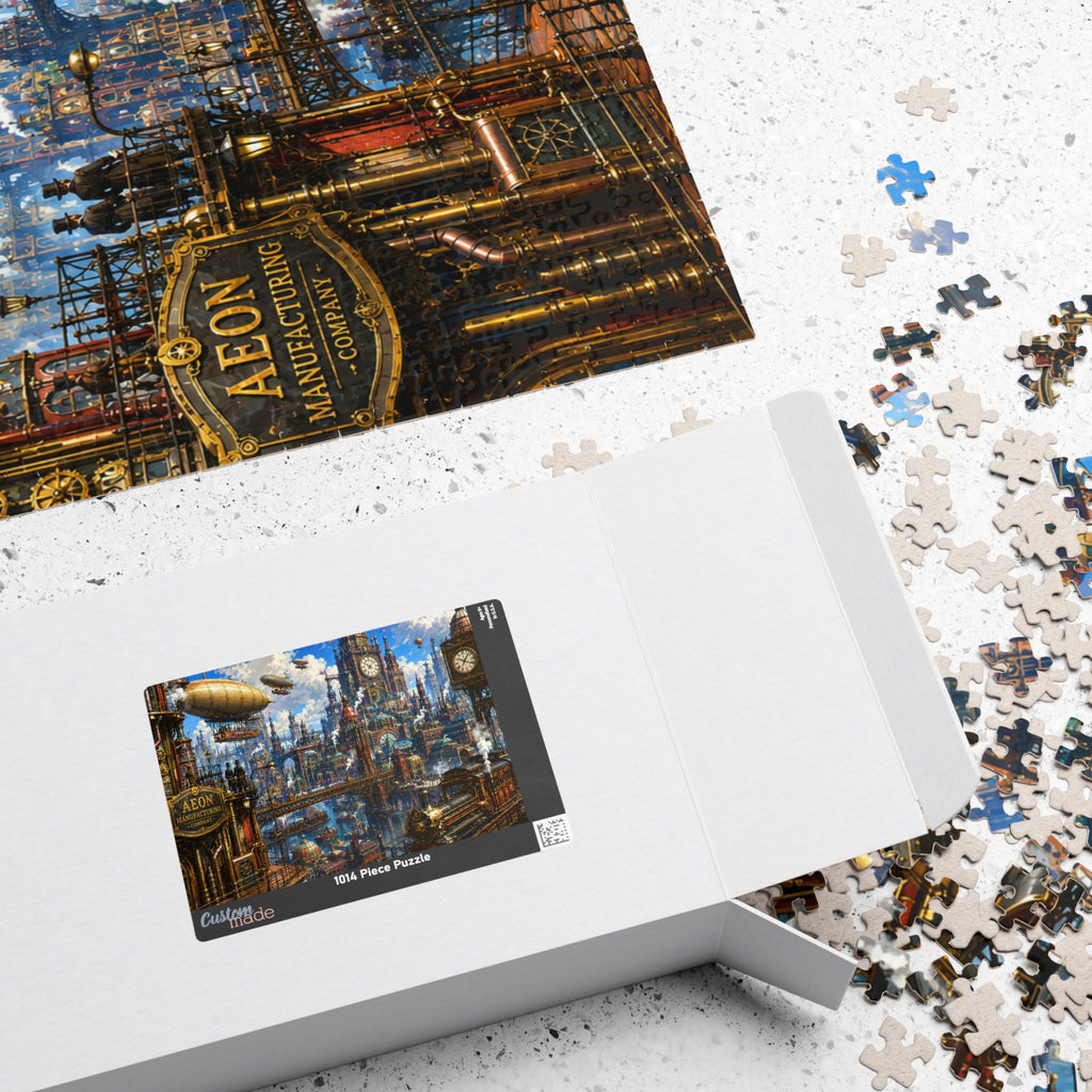 Steampunk Airship City Jigsaw Puzzle — 252/520/1014-Piece Scenic Puzzle