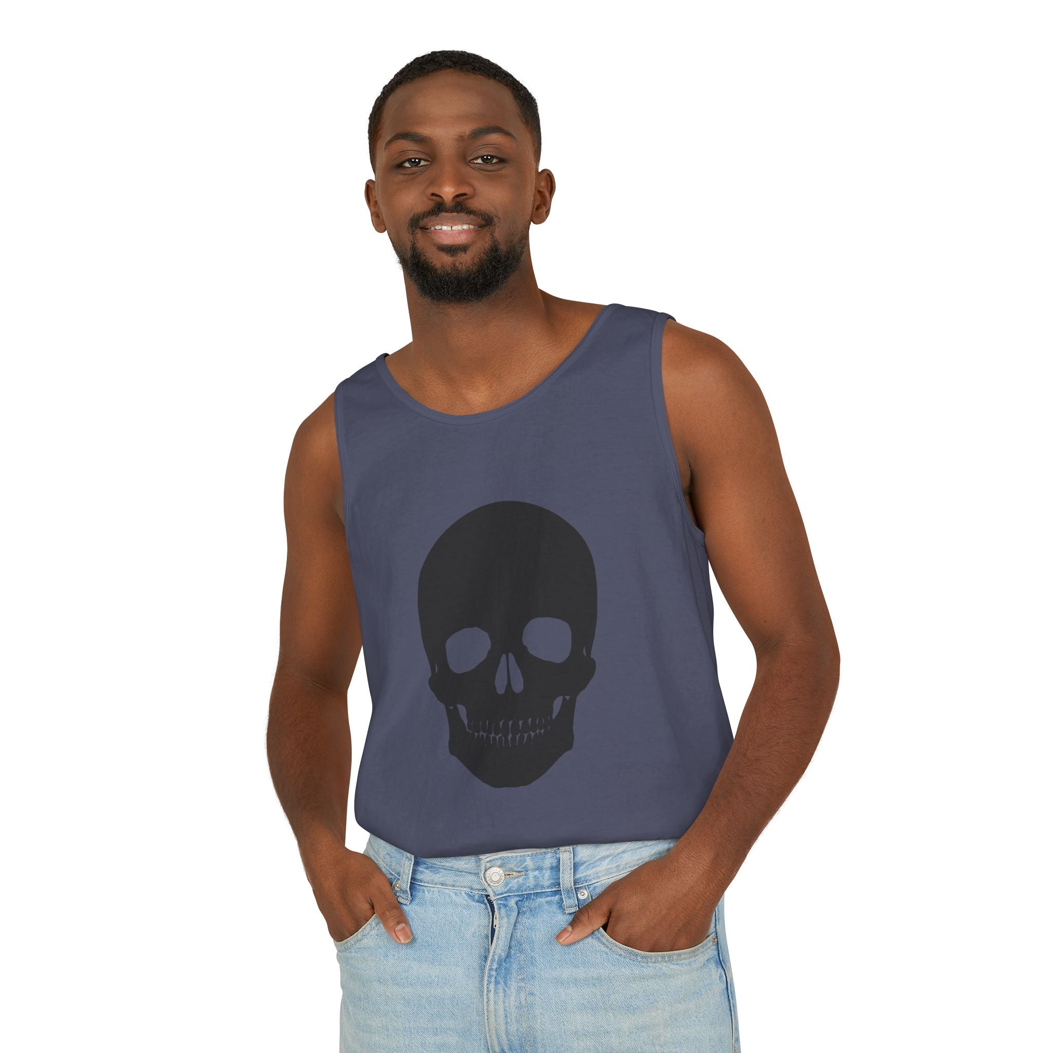 Skull Graphic Tank Top — Bold Black Skull Summer Vest