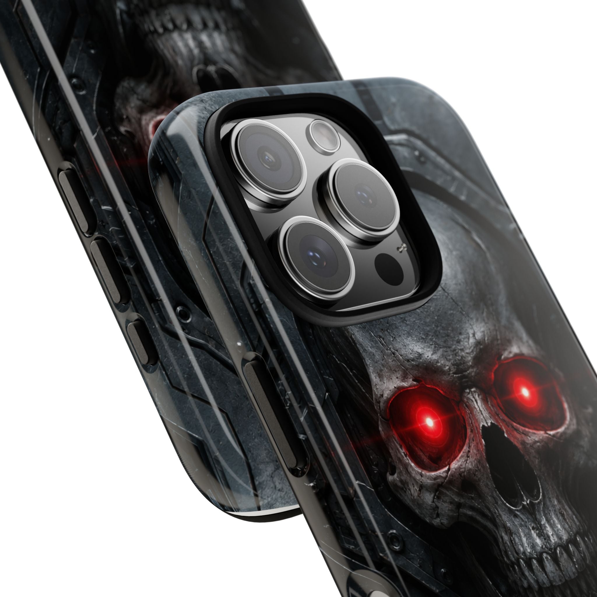 Skull Sentinel Phone Case — Red-Eyed Tactical Skull Protective Case