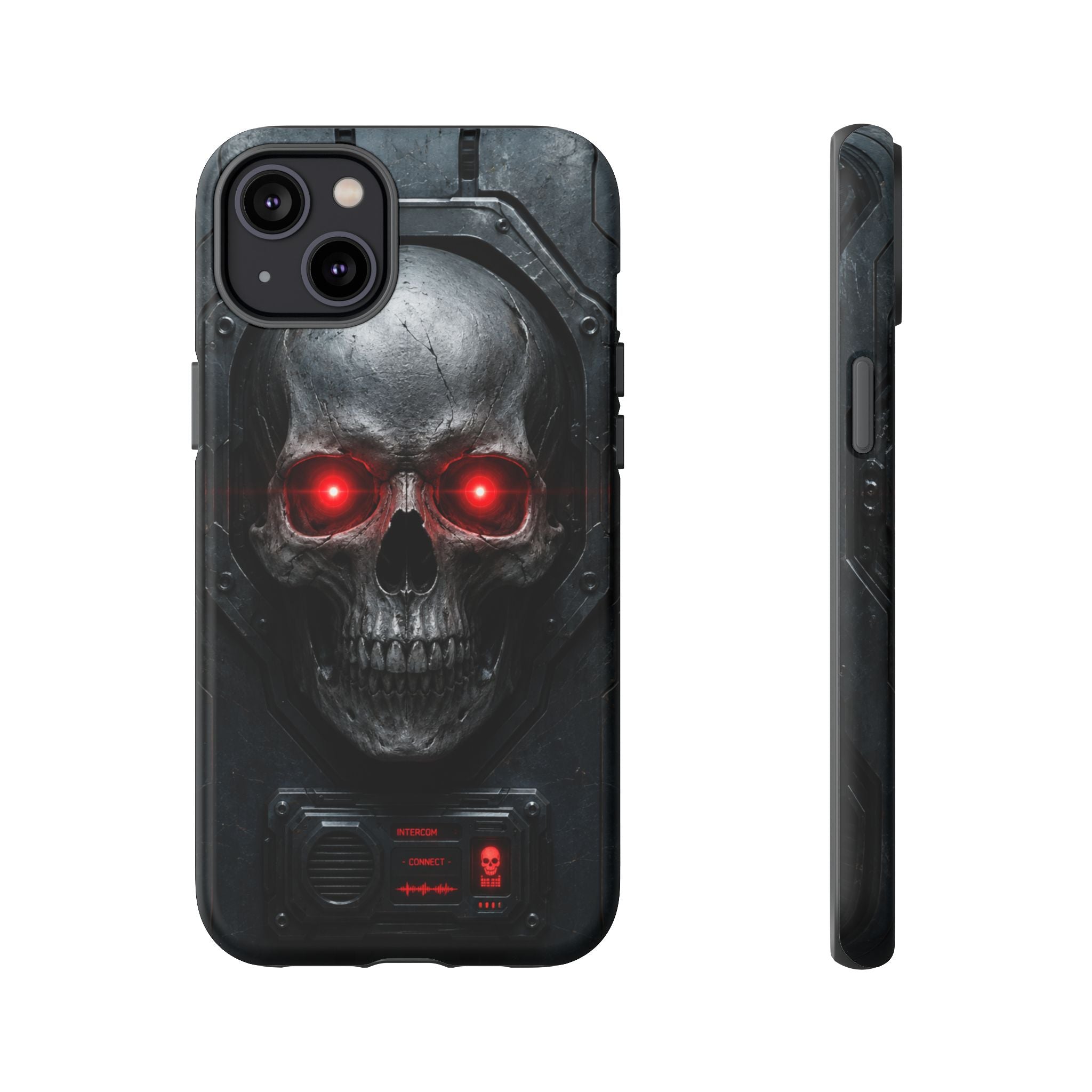 Skull Sentinel Phone Case — Red-Eyed Tactical Skull Protective Case