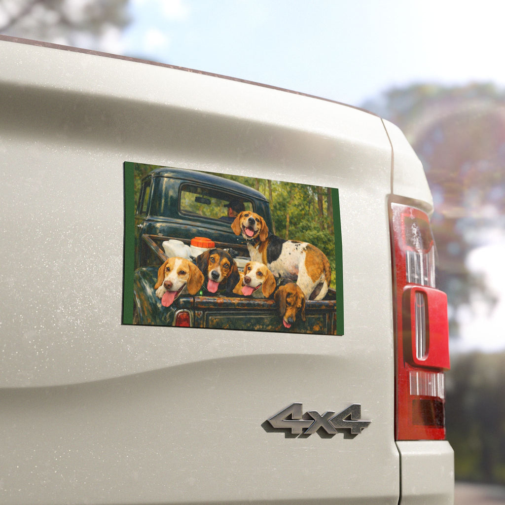 Suzu's Beagle Pack Truck Magnet — Cute Dogs in Pickup Car Magnet for Dog Lovers