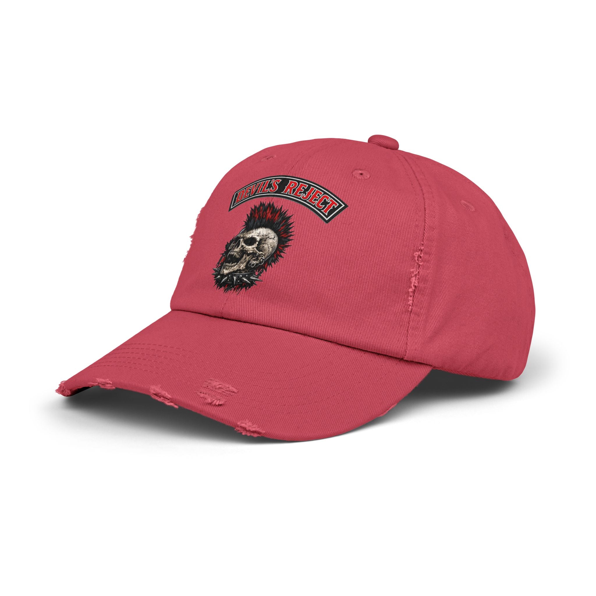 Distressed Skull Cap - "Devil's Reject" Punk Rock Dad Hat