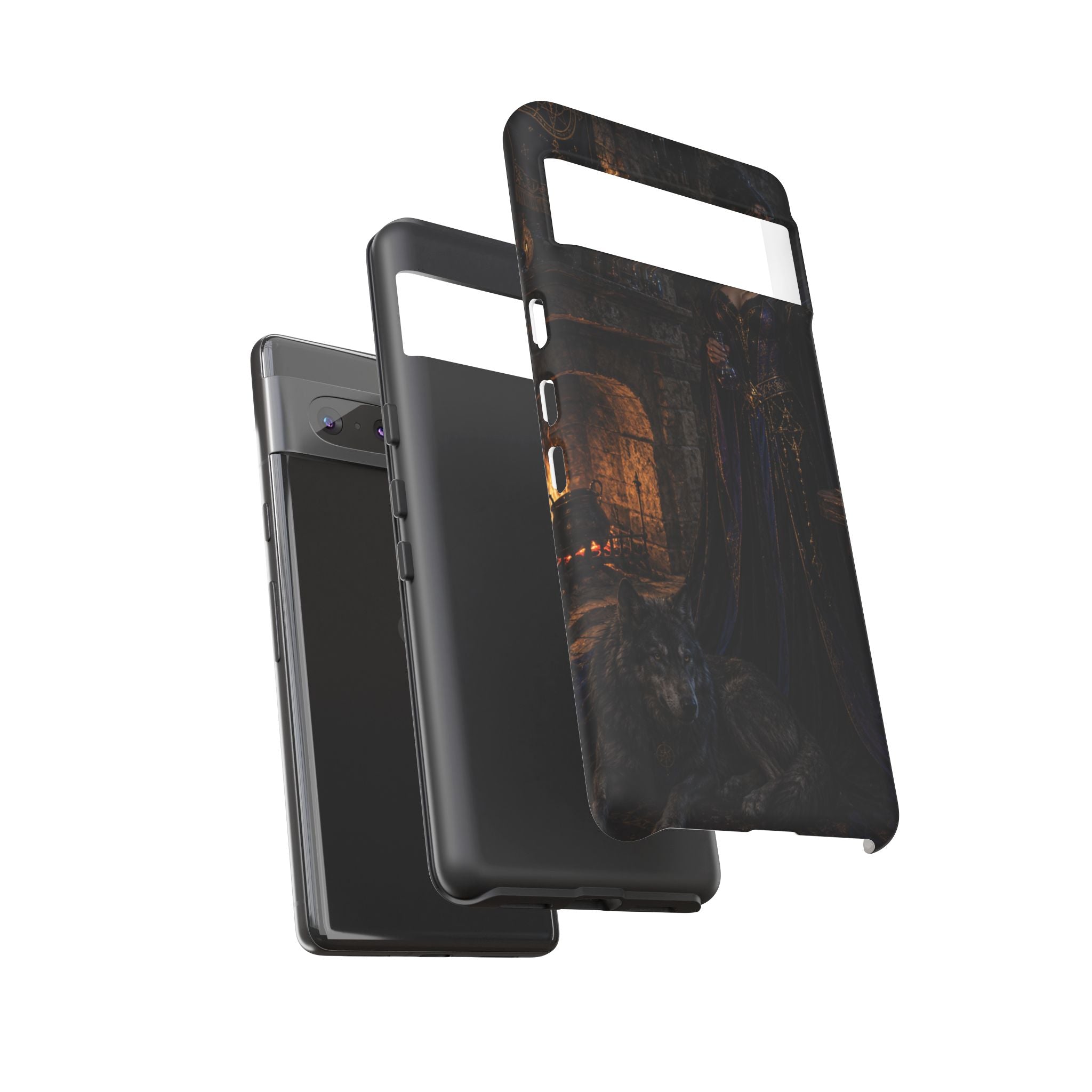 Gothic Witch Phone Case — Dark Fantasy Wolf & Fireplace Tough Case