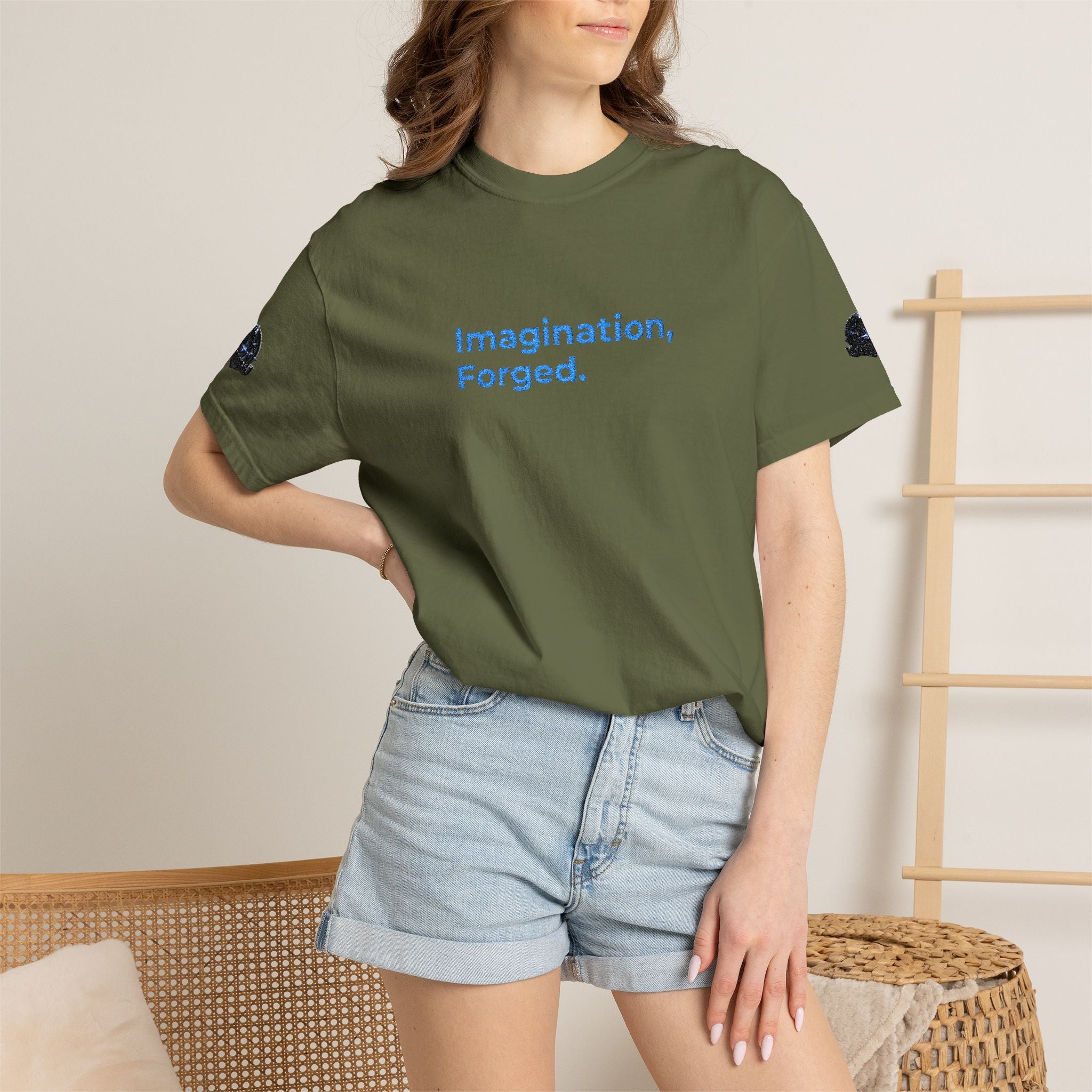 Imagination, Forged. Embroidered Tee — Graphic Garment-Dyed T-Shirt
