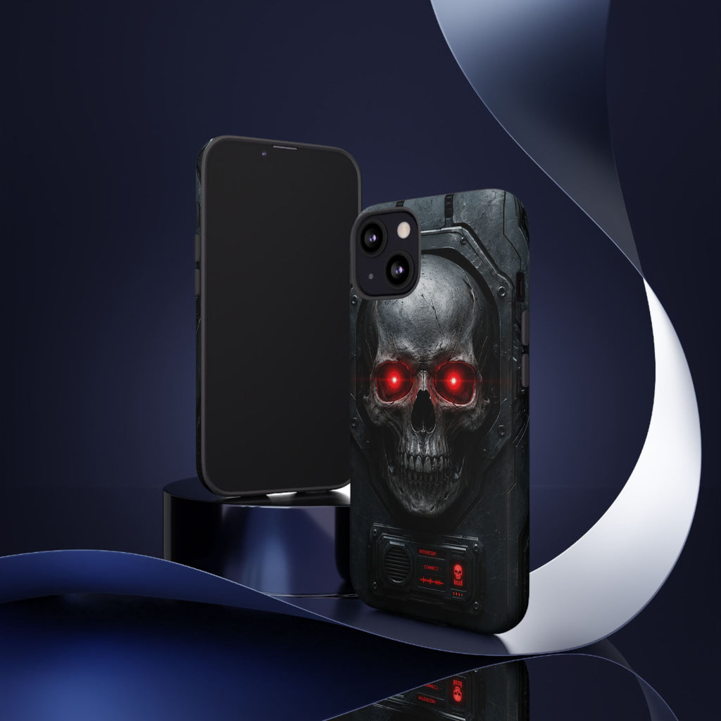 Skull Sentinel Phone Case — Red-Eyed Tactical Skull Protective Case