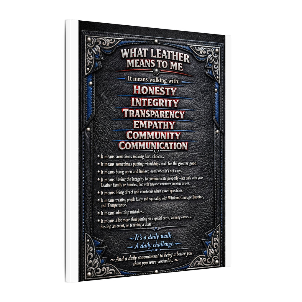 Canvas Wall Art — “What Leather Means to Me” Inspirational Thoughts