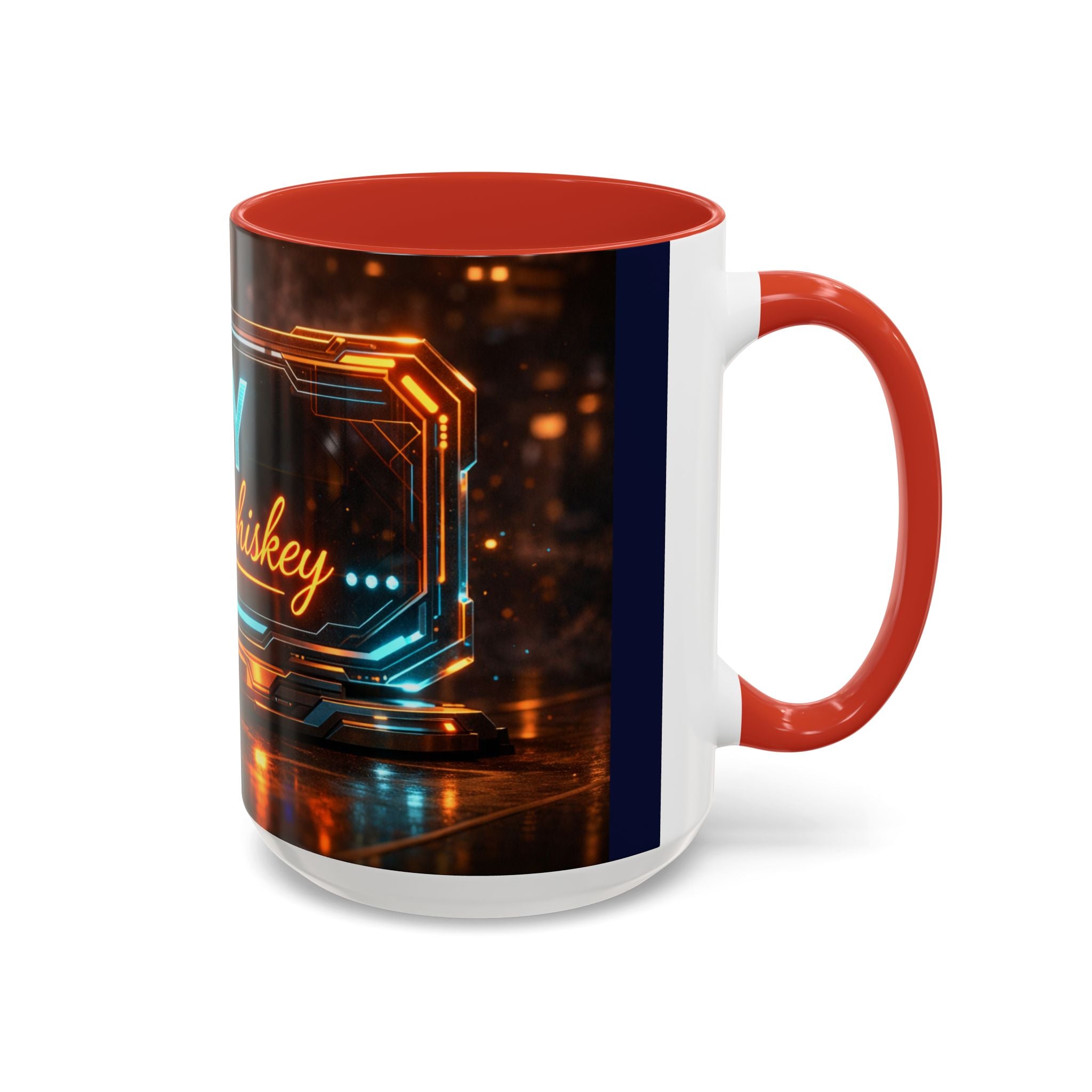 Coffee Mug — Neon Sign “May Contain Whiskey” Accent Mug (11/15 oz)