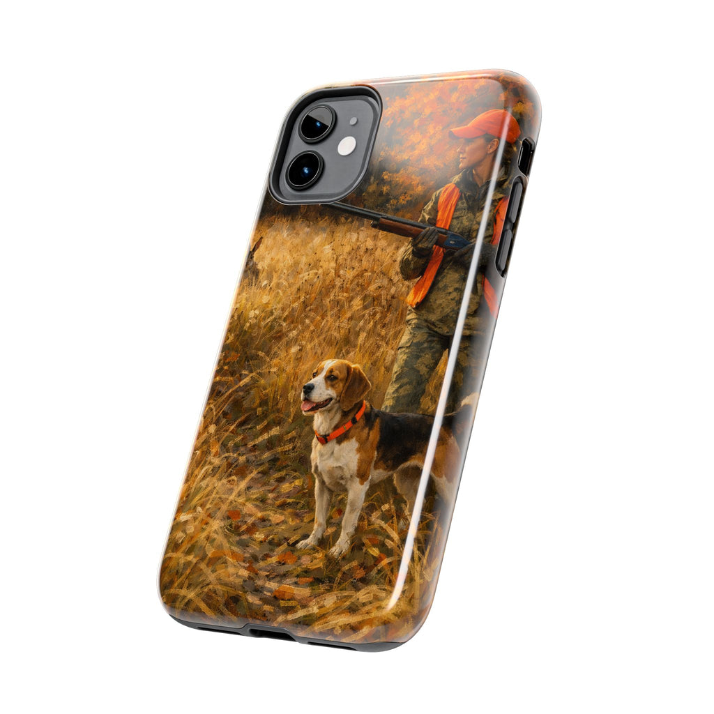 Hunting Scene Tough Phone Case — Hunter & Beagle Autumn Field Protective Cover