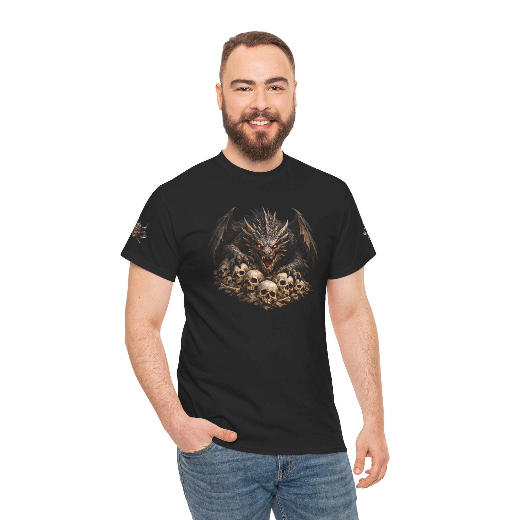 Premium Dragon Skull T-Shirt — Dark Fantasy Graphic Tee for Gothic & Metal Fans