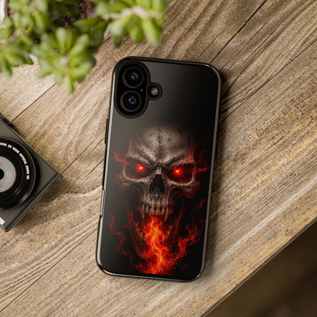 Flaming Skull Tough Case — Heavy-Duty Phone Case with Red-Eye Skull Design