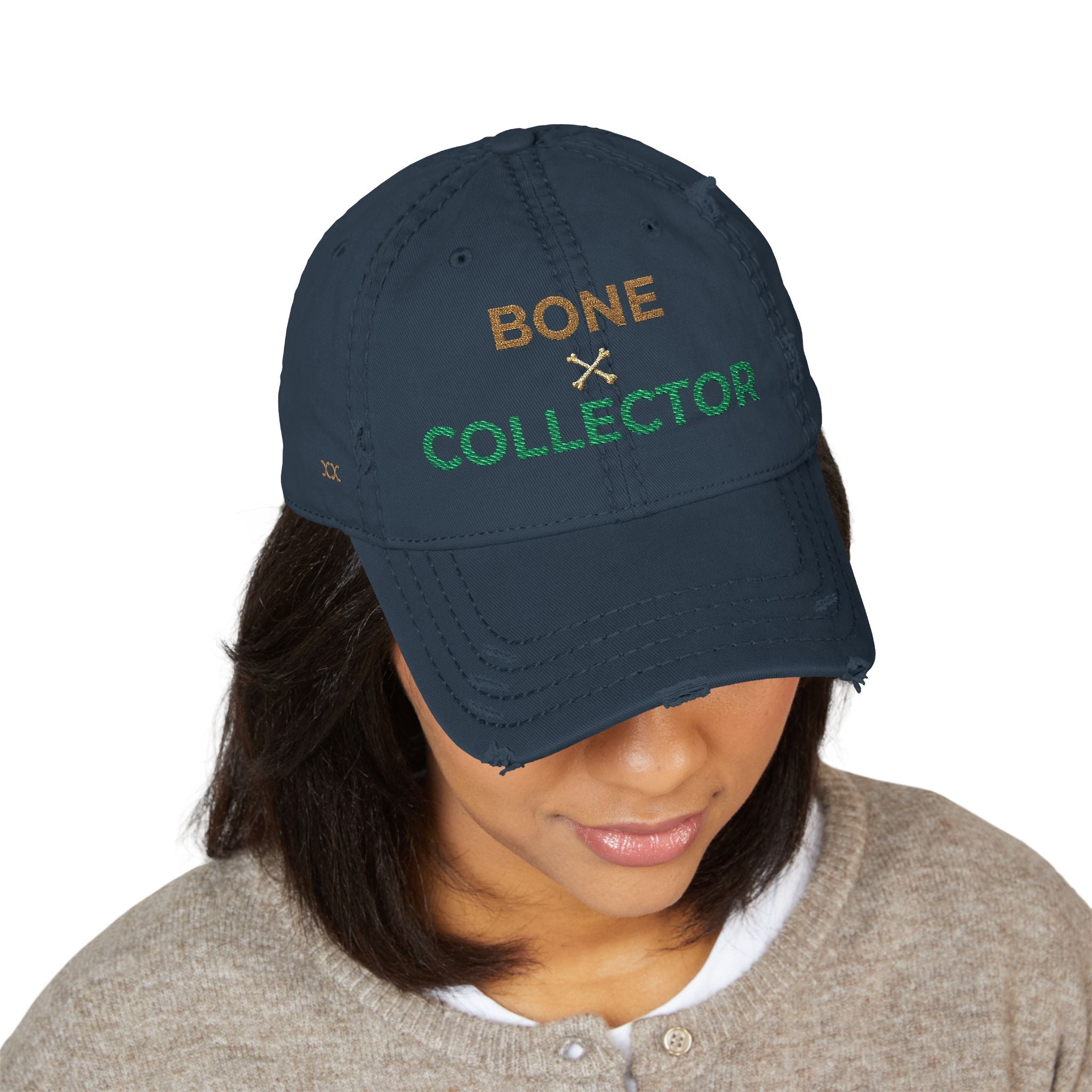 Bone Collector Distressed Dad Hat — Embroidered Fishing/Outdoors Cap